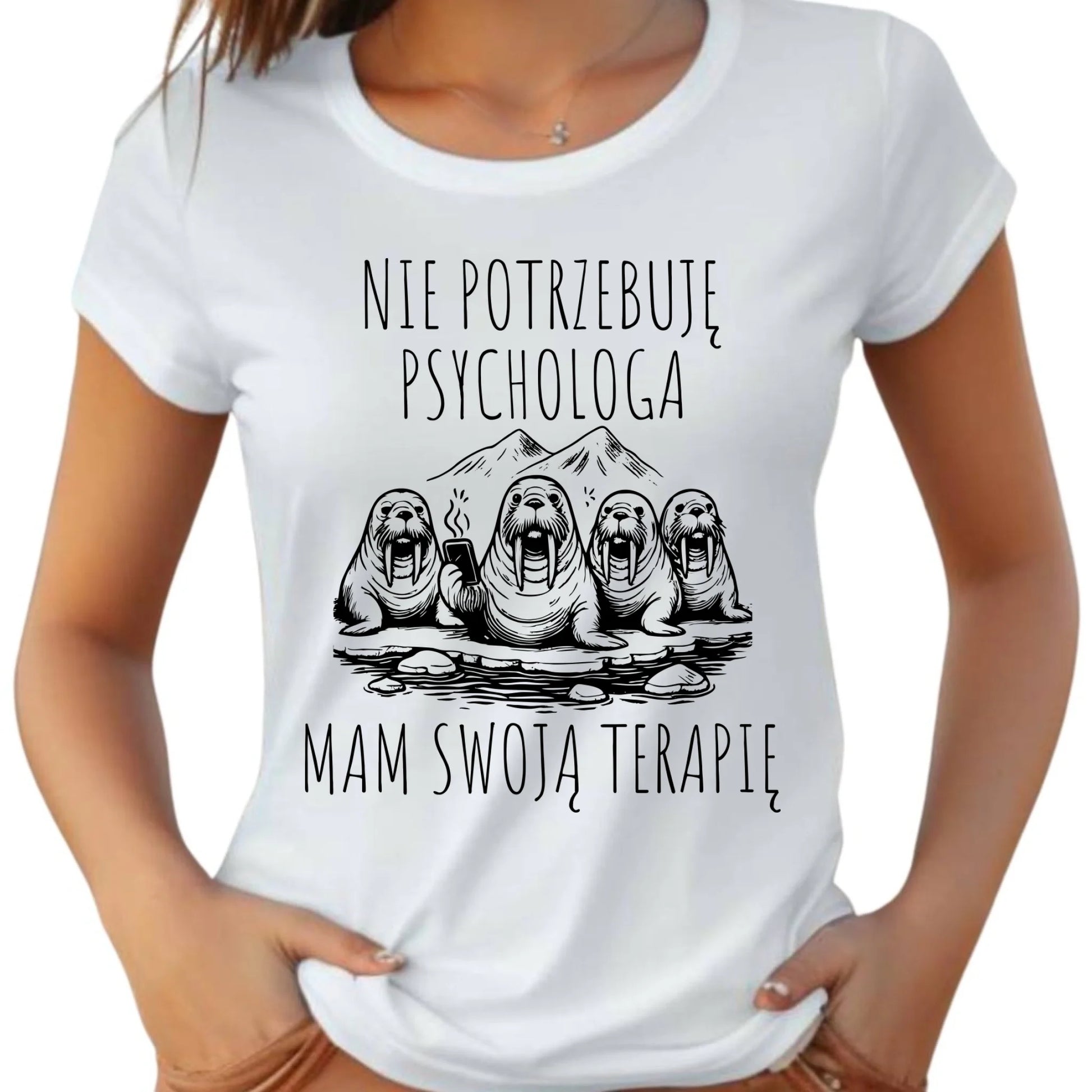 Koszulka damska - prezent dla morsa - Nie potrzebuję psychologa HM14 - StoryCups.pl