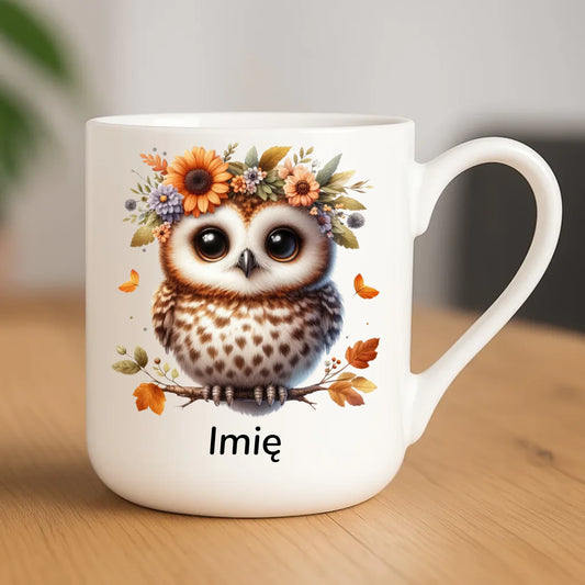 Kubek elegant jesienny - Sowa w kwiatach JS32 - StoryCups.pl