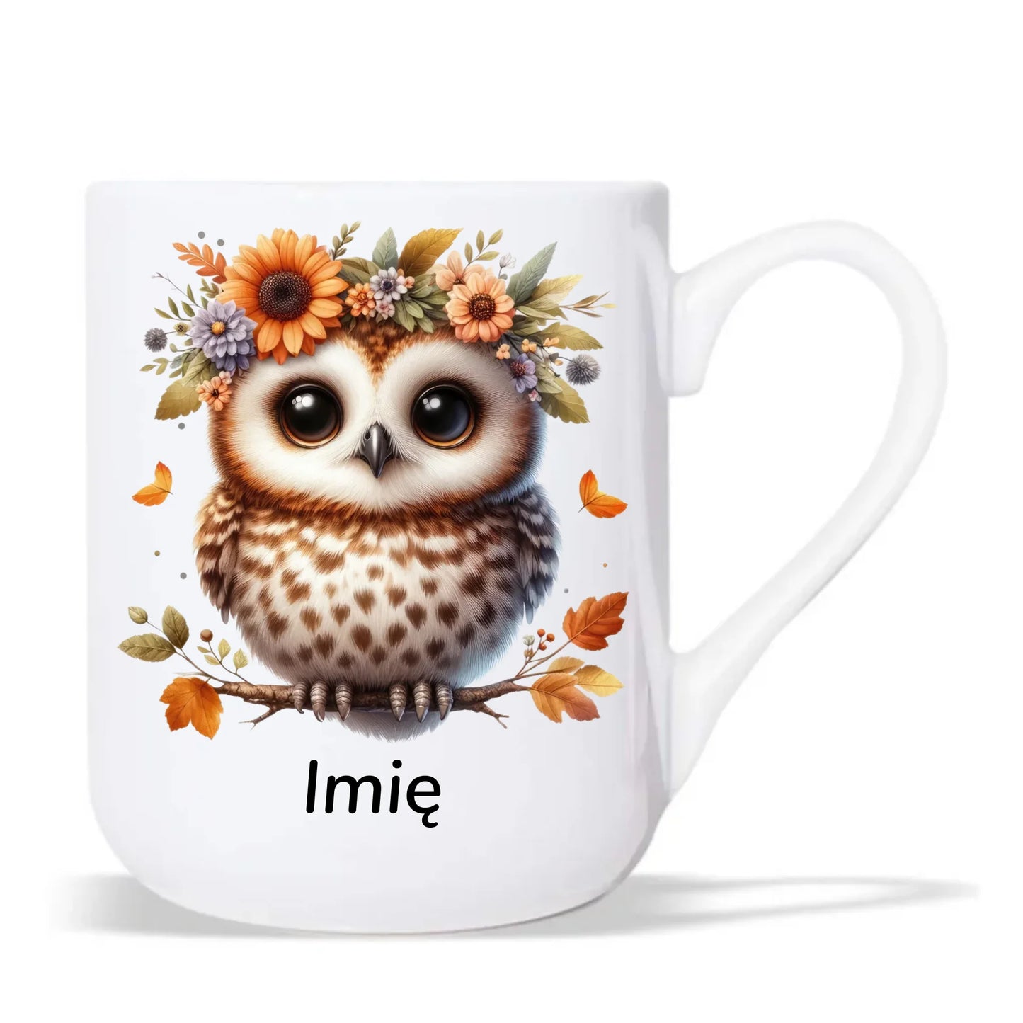 Kubek elegant jesienny - Sowa w kwiatach JS32 - StoryCups.pl