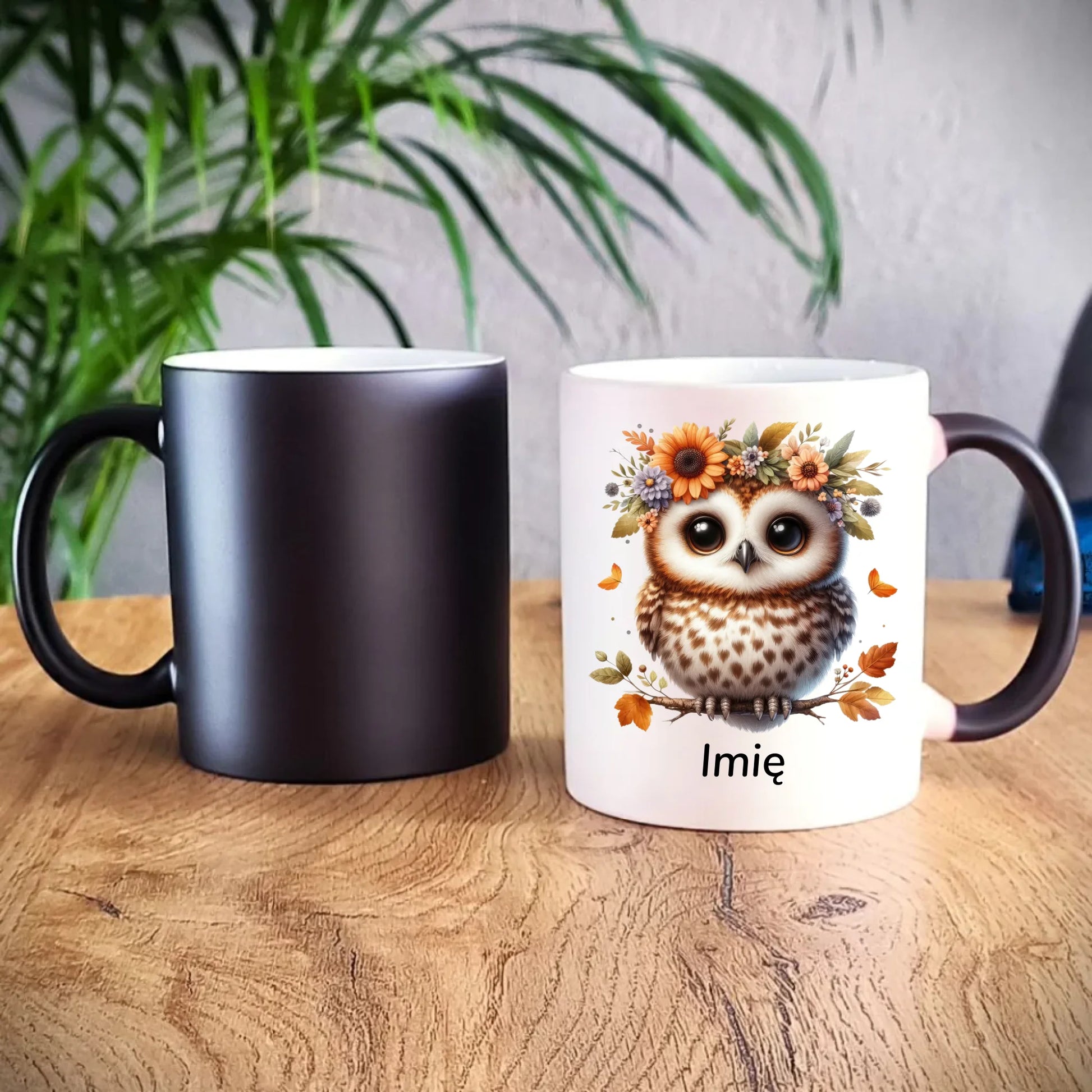 Kubek magiczny jesienny - Sowa w kwiatach JS32 - StoryCups.pl