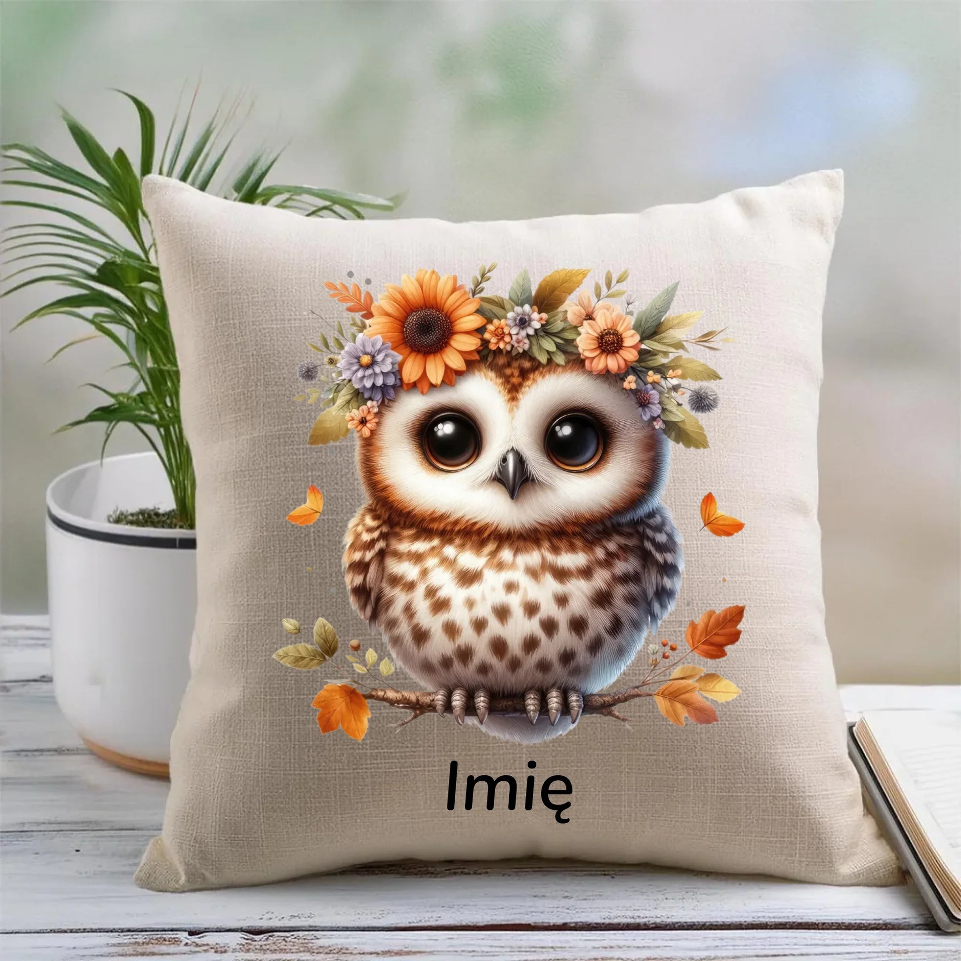 Poduszka jesienna - Sowa w kwiatach JS32 - StoryCups.pl