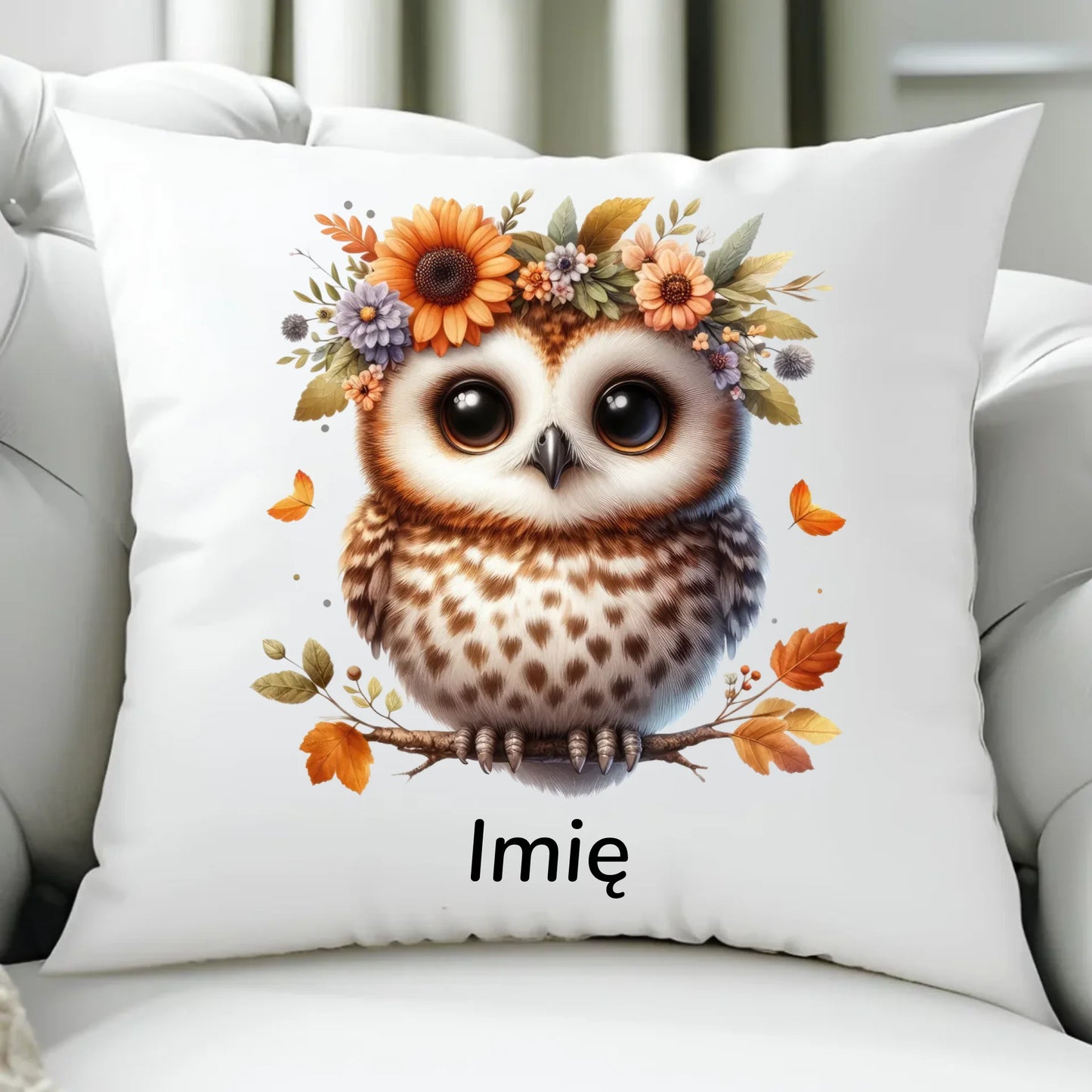 Poduszka jesienna - Sowa w kwiatach JS32 - StoryCups.pl