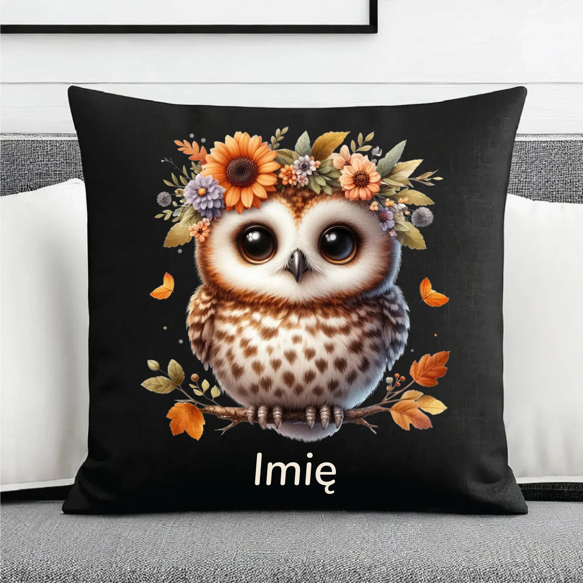 Poduszka dekoracyjna jesienna - Sowa w kwiatach JS32 - StoryCups.pl