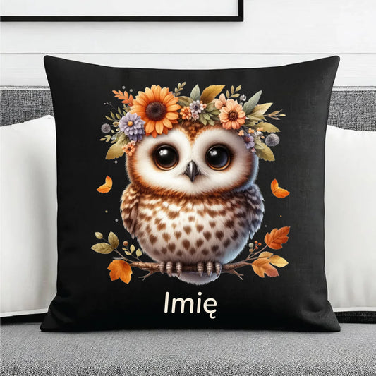 Poduszka dekoracyjna jesienna - Sowa w kwiatach JS32 - StoryCups.pl
