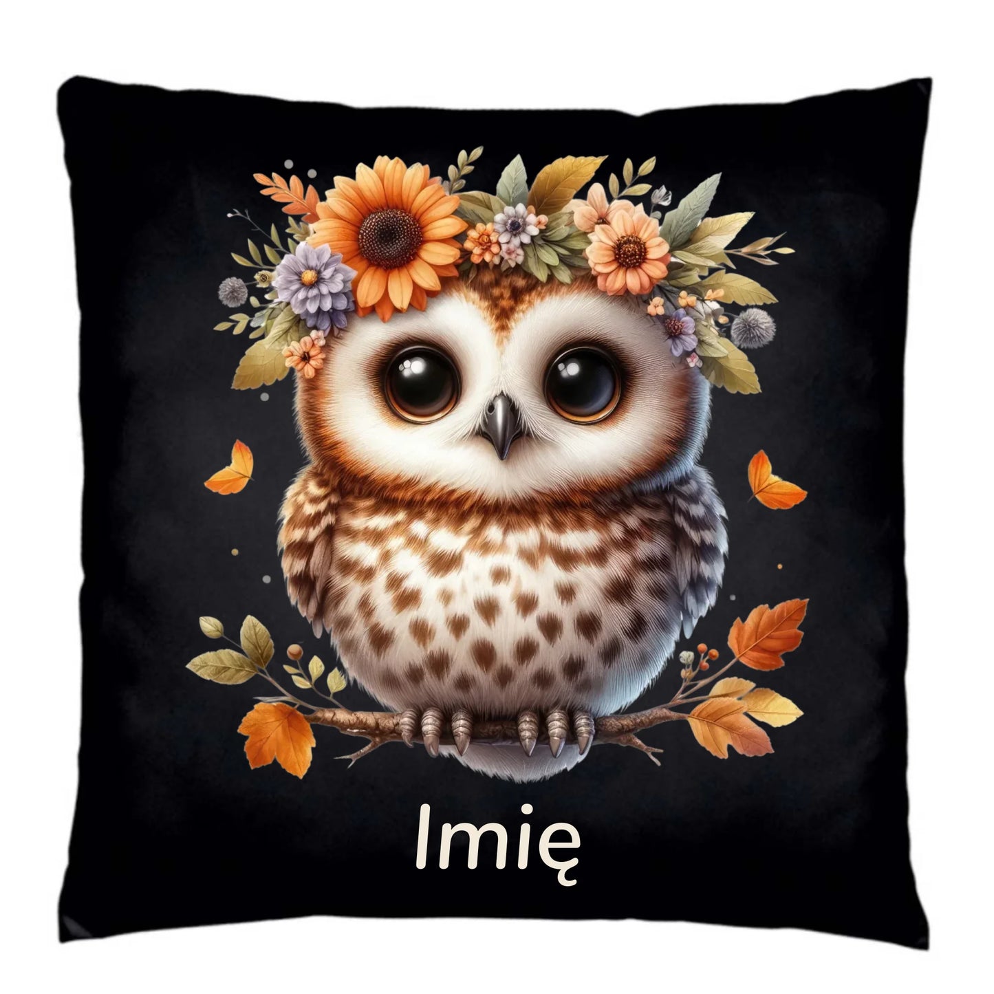 Poduszka dekoracyjna jesienna - Sowa w kwiatach JS32 - StoryCups.pl