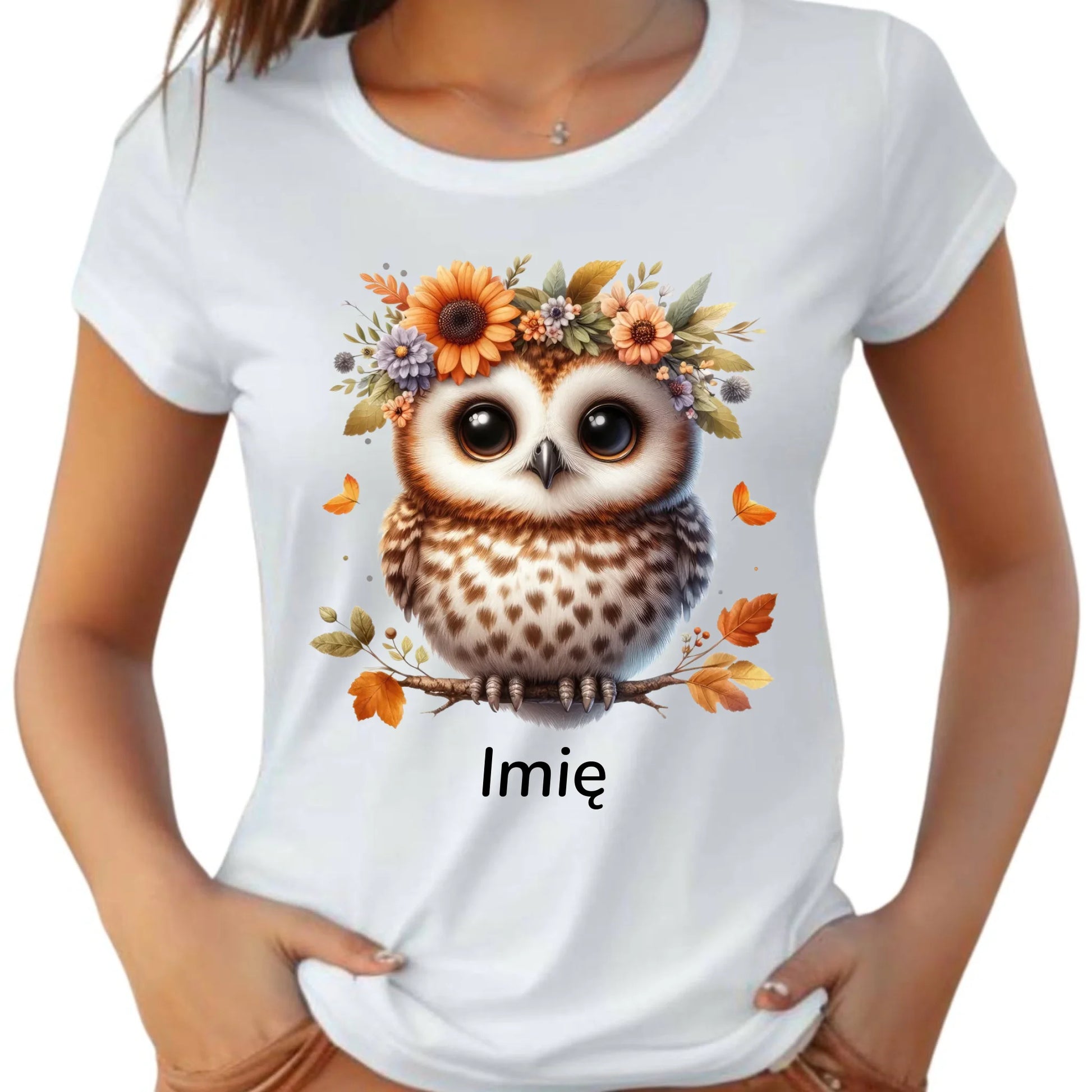 Koszulka damska jesienna - Sowa w kwiatach JS32 - StoryCups.pl