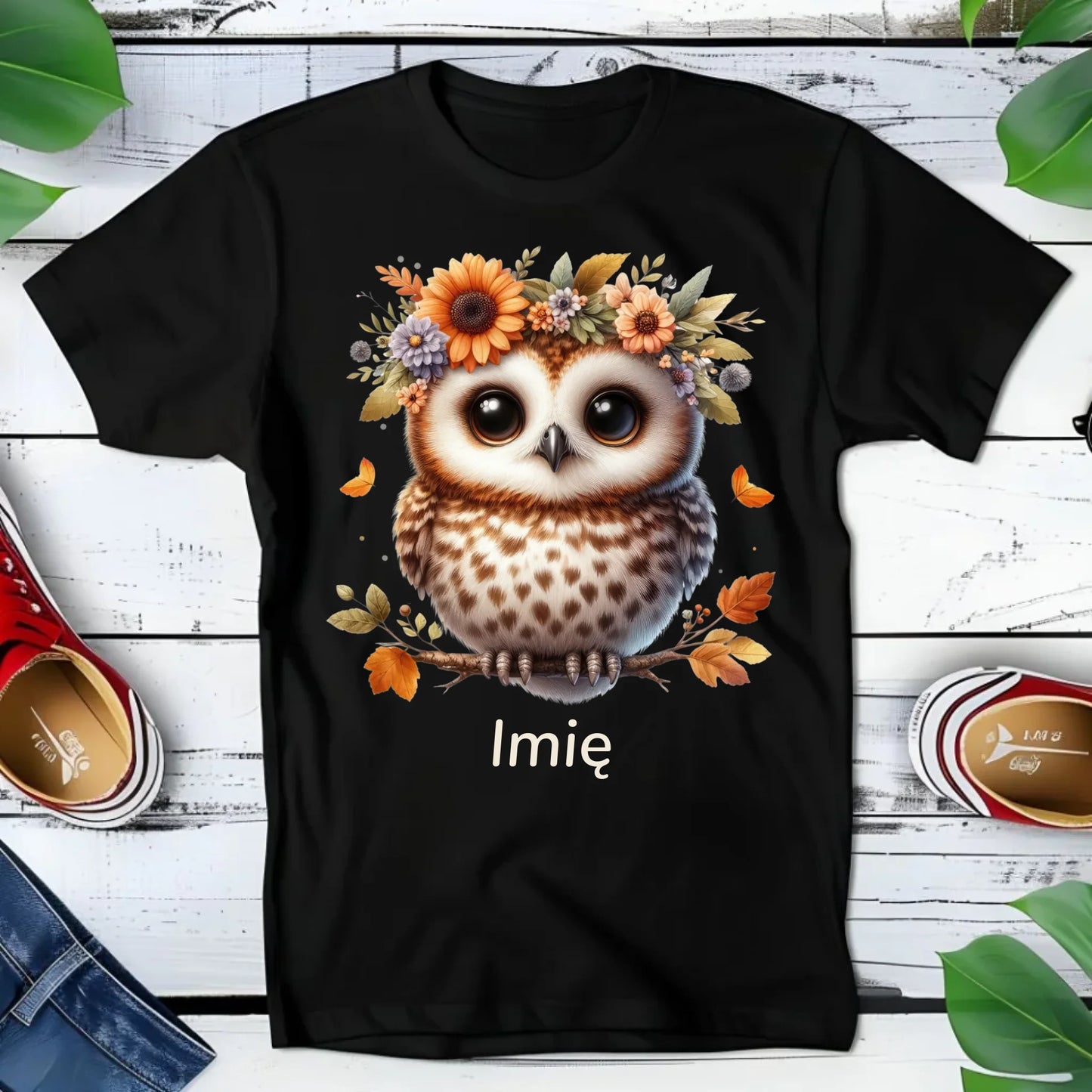Koszulka dziecięca jesienna - Sowa w kwiatach JS32 - StoryCups.pl