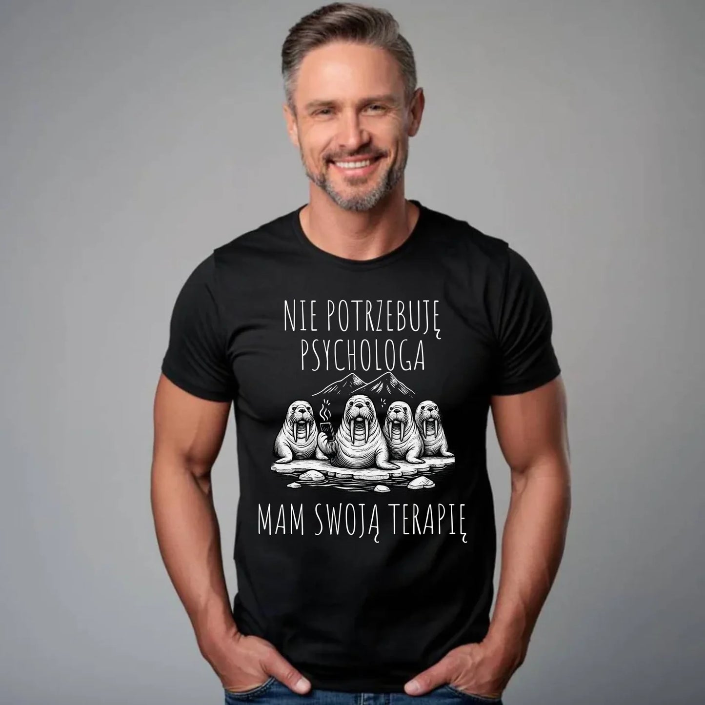 Koszulka męska - prezent dla morsa - Nie potrzebuję psychologa HM14 - StoryCups.pl