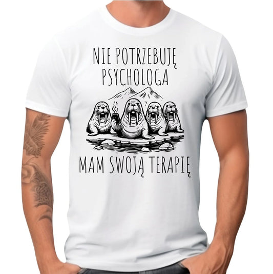 Koszulka męska - prezent dla morsa - Nie potrzebuję psychologa HM14 - StoryCups.pl