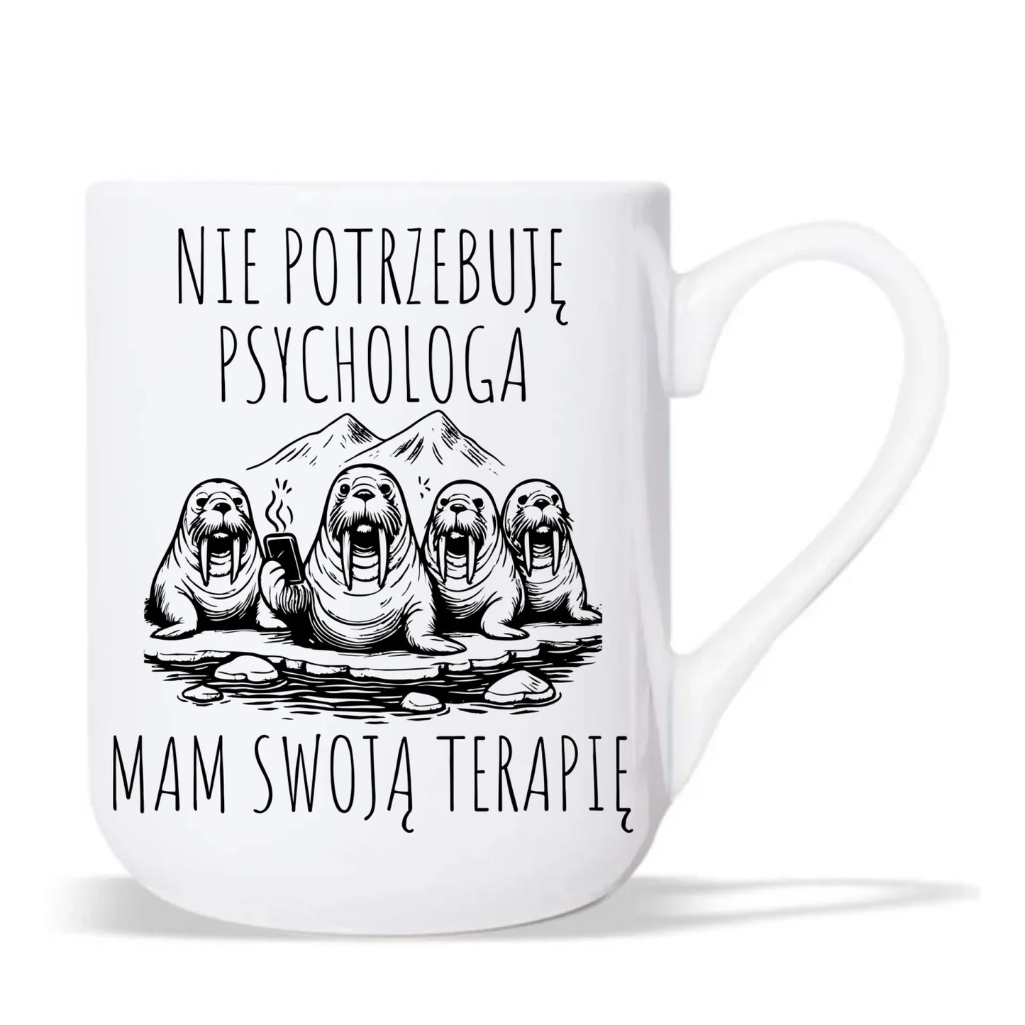 Kubek elegant - prezent dla morsa - Nie potrzebuję psychologa HM14 - StoryCups.pl