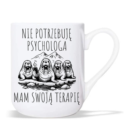 Kubek elegant - prezent dla morsa - Nie potrzebuję psychologa HM14 - StoryCups.pl