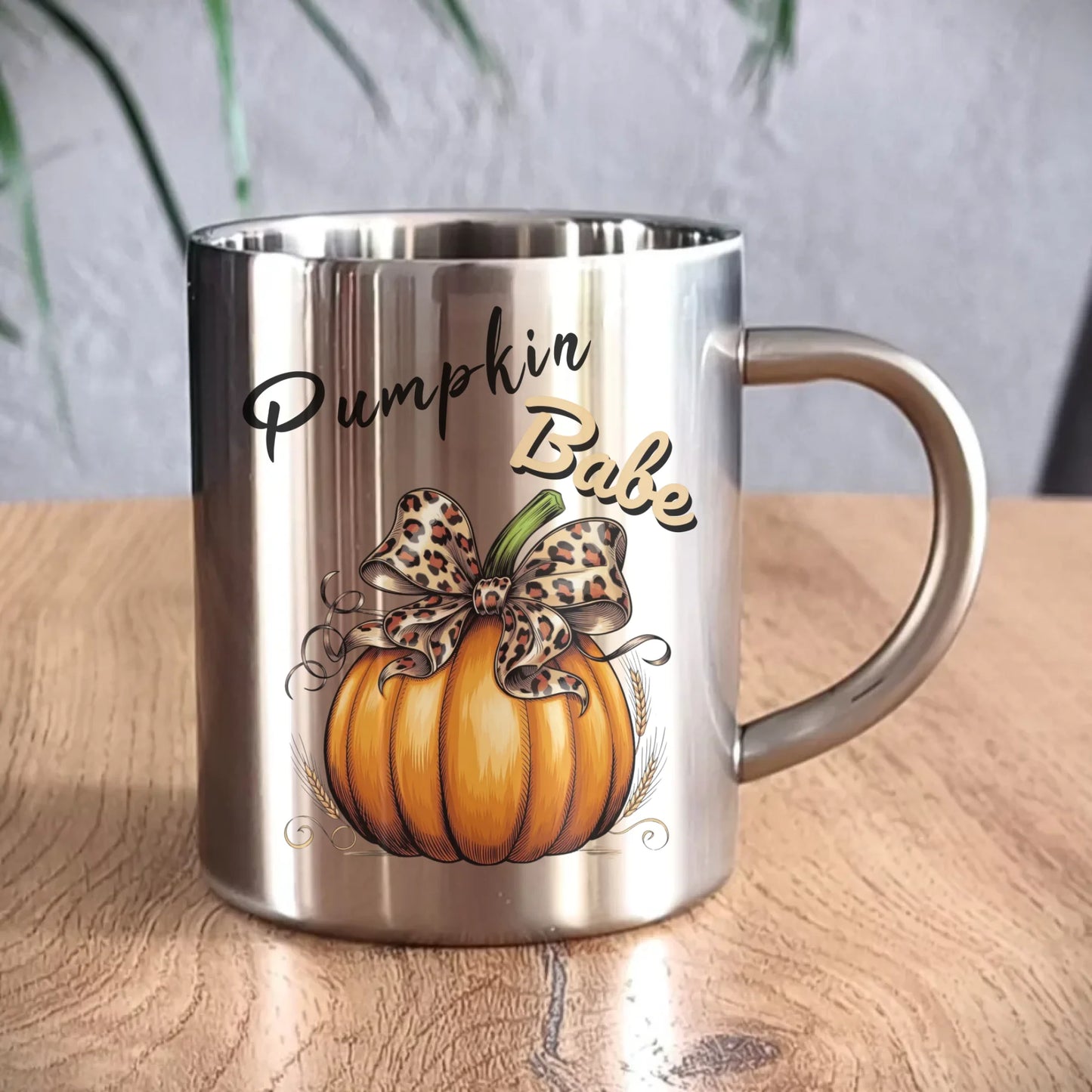 Kubek metalowy jesienny - Pumpkin Babe - dla miłośniczki dyni JS33 - StoryCups.pl