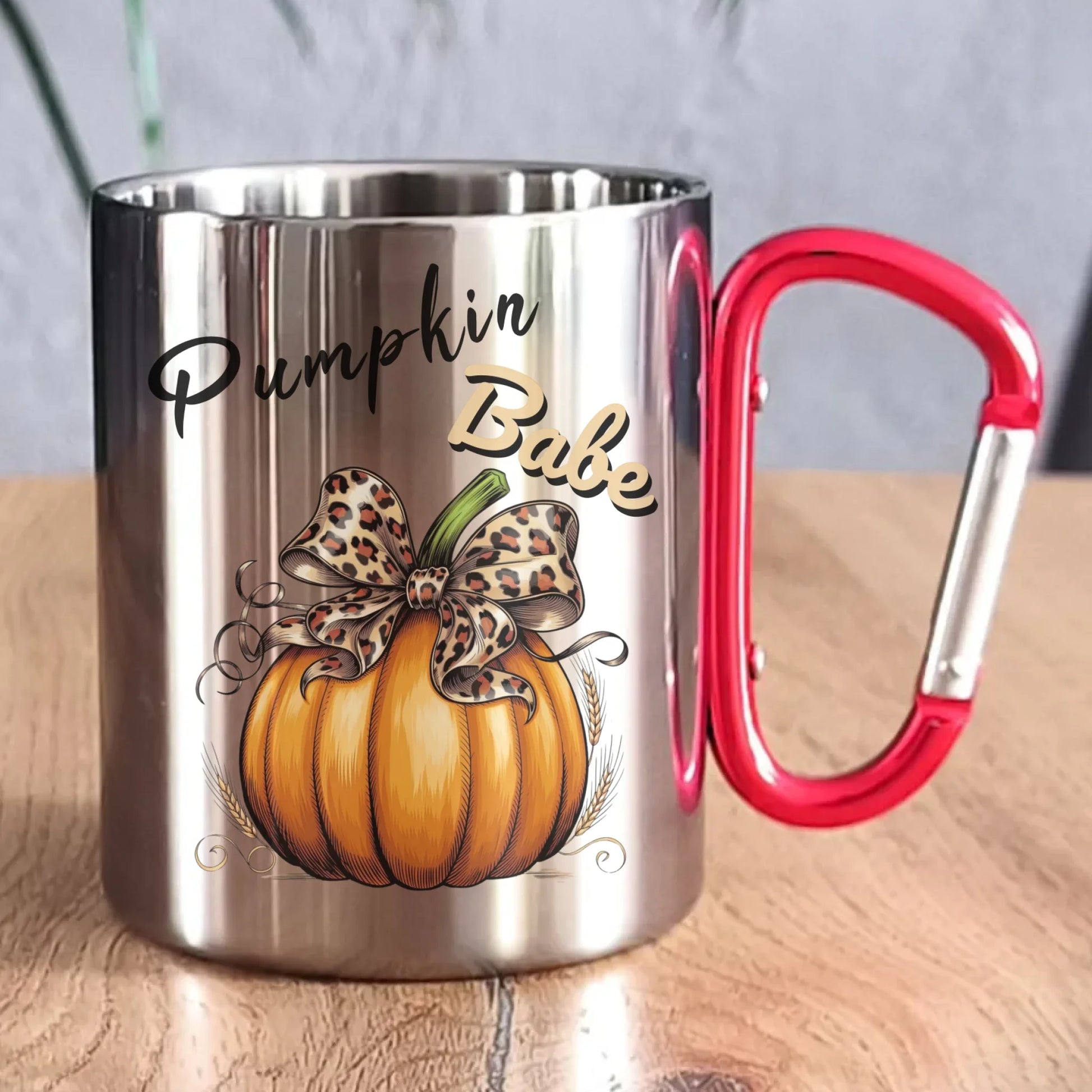 Kubek metalowy jesienny - Pumpkin Babe - dla miłośniczki dyni JS33 - StoryCups.pl