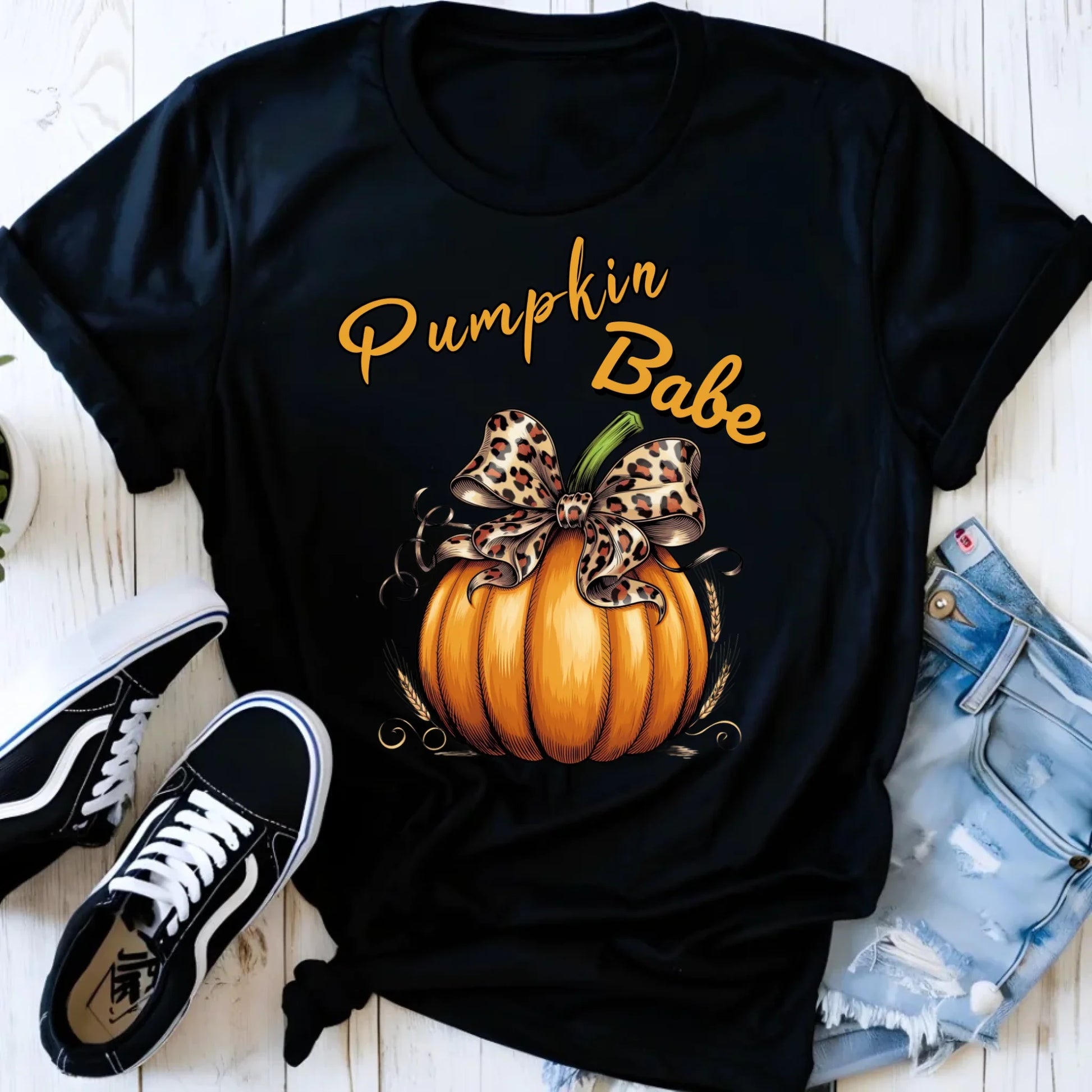 Koszulka damska jesienna - Pumpkin Babe - dla miłośniczki dyni JS33 - StoryCups.pl