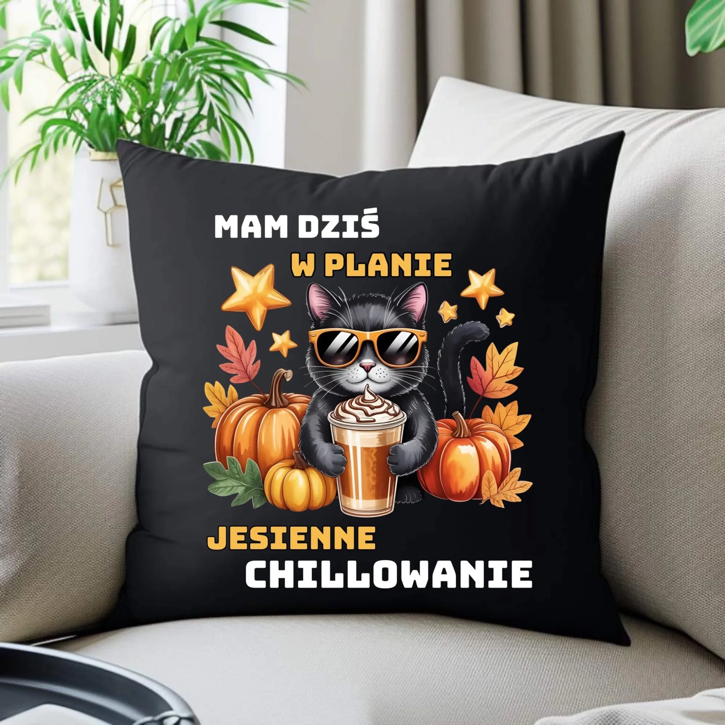 Poduszka dekoracyjna jesienna - Mam dziś w planie jesienne chillowanie JS34 - StoryCups.pl