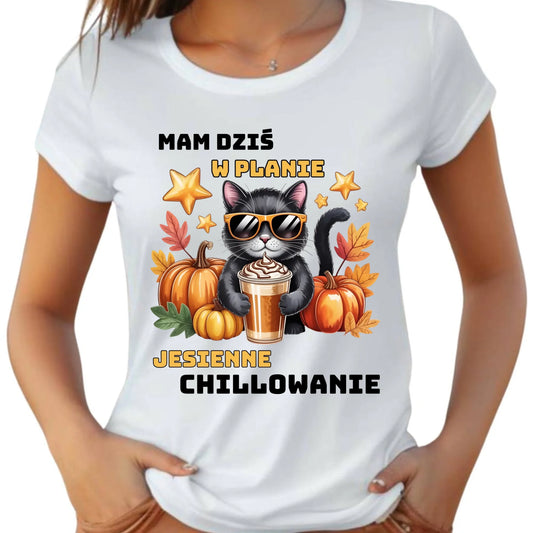 Koszulka damska jesienna - Mam dziś w planie jesienne chillowanie JS34 - StoryCups.pl