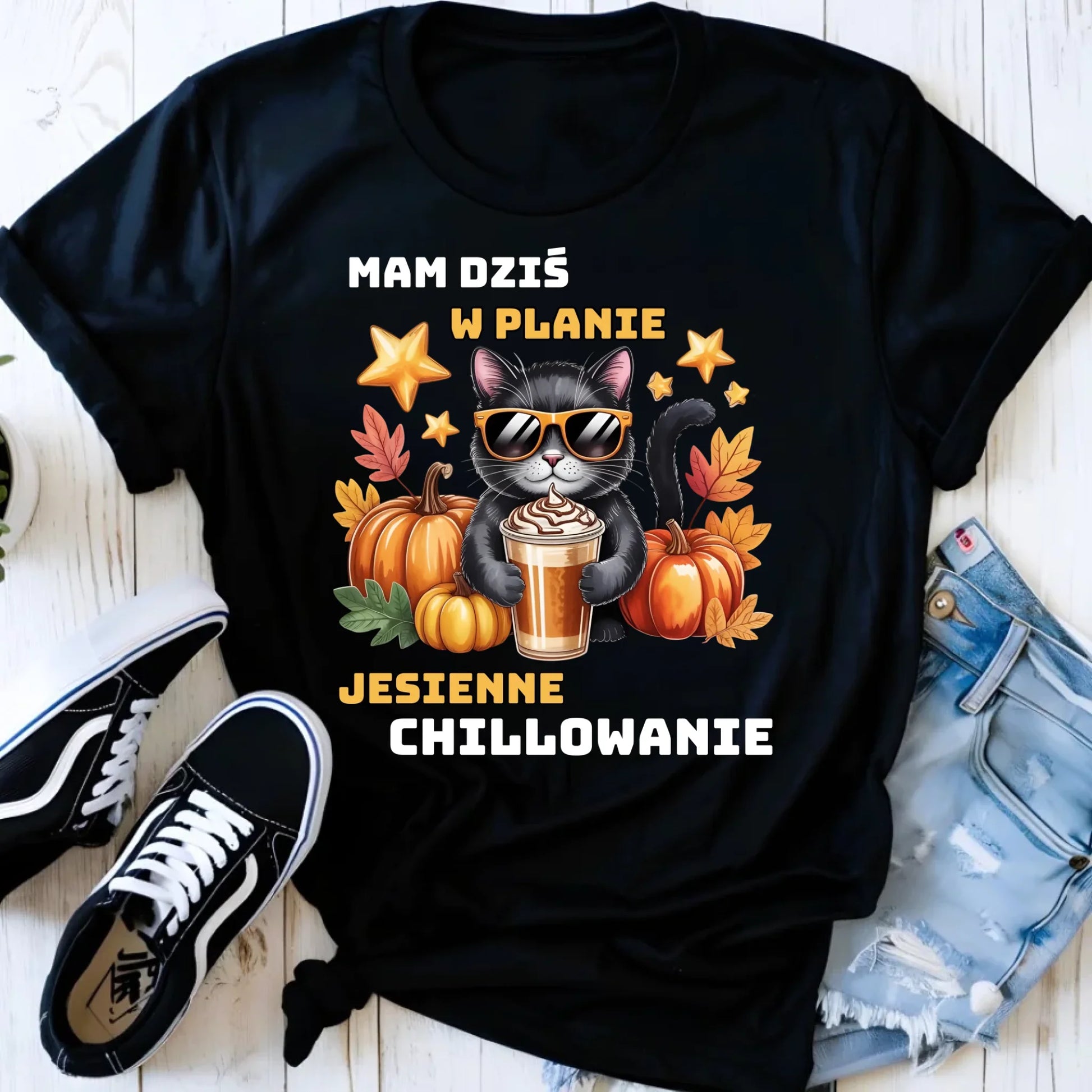 Koszulka damska jesienna - Mam dziś w planie jesienne chillowanie JS34 - StoryCups.pl