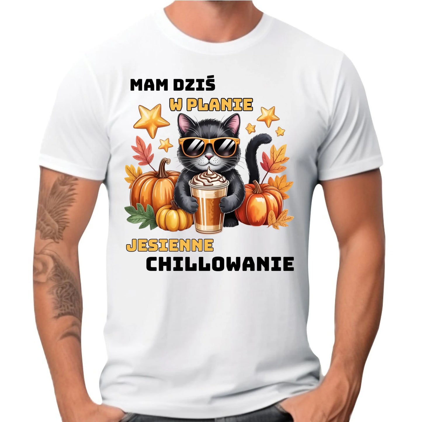 Koszulka męska jesienna - Mam dziś w planie jesienne chillowanie JS34 - StoryCups.pl