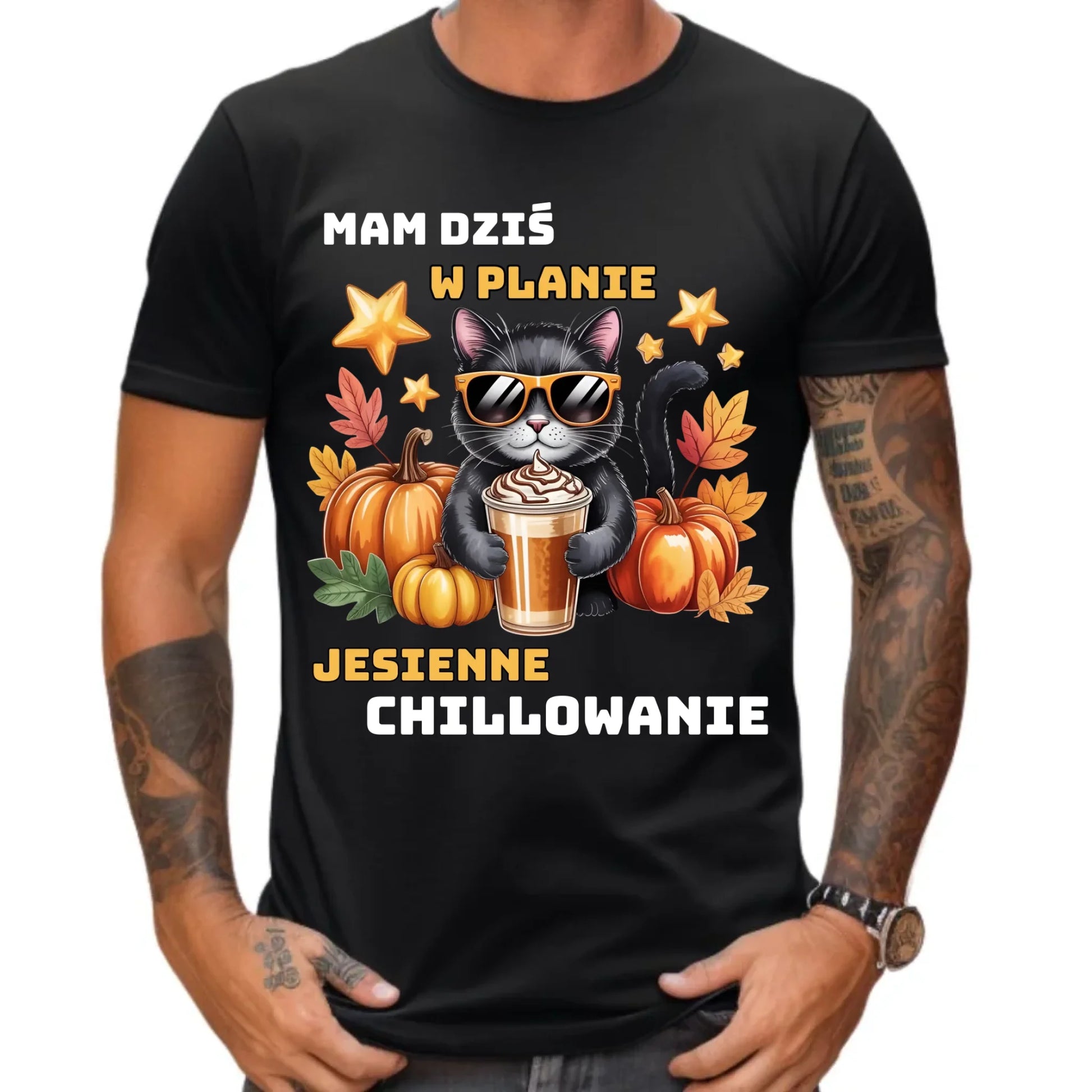 Koszulka męska jesienna - Mam dziś w planie jesienne chillowanie JS34 - StoryCups.pl