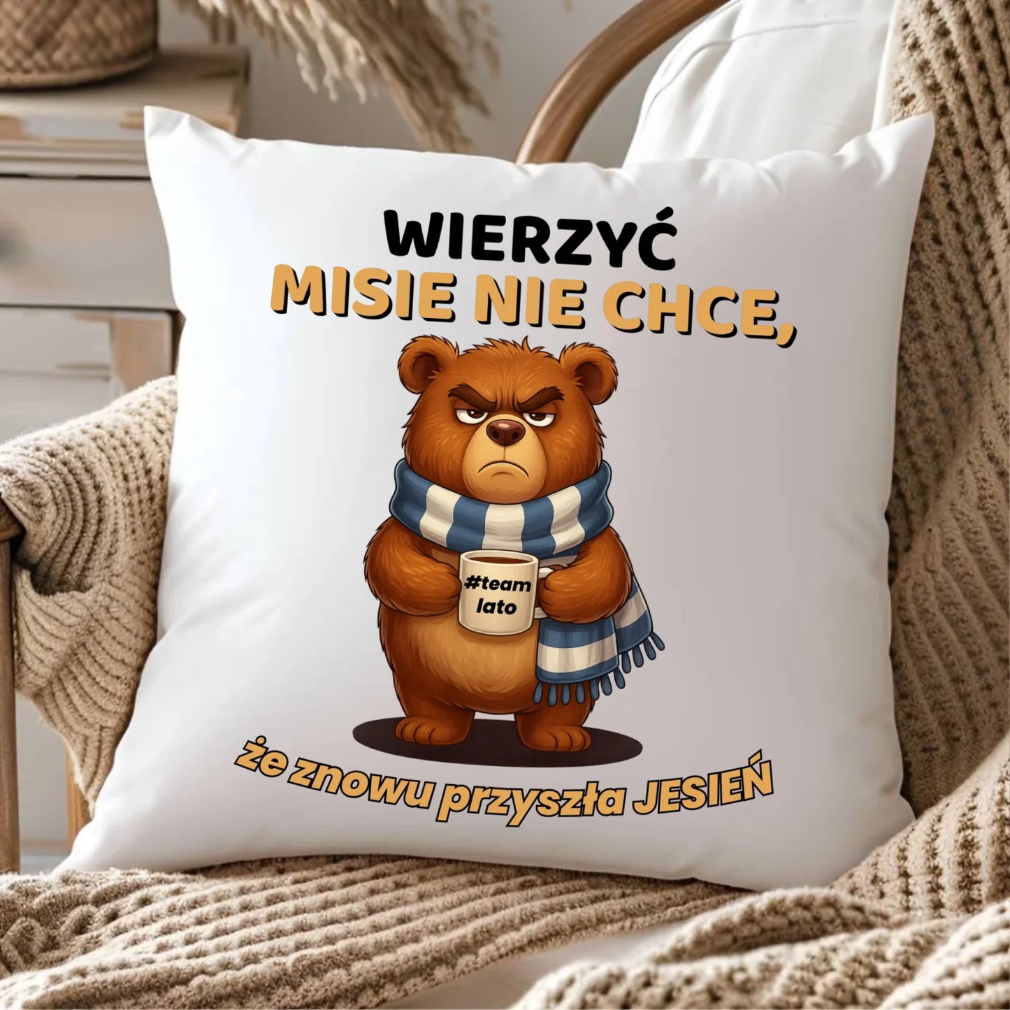 Poduszka jesienna - Wierzyć MISIE nie chce, że znowu przyszła jesień - Team lato JS35 - StoryCups.pl