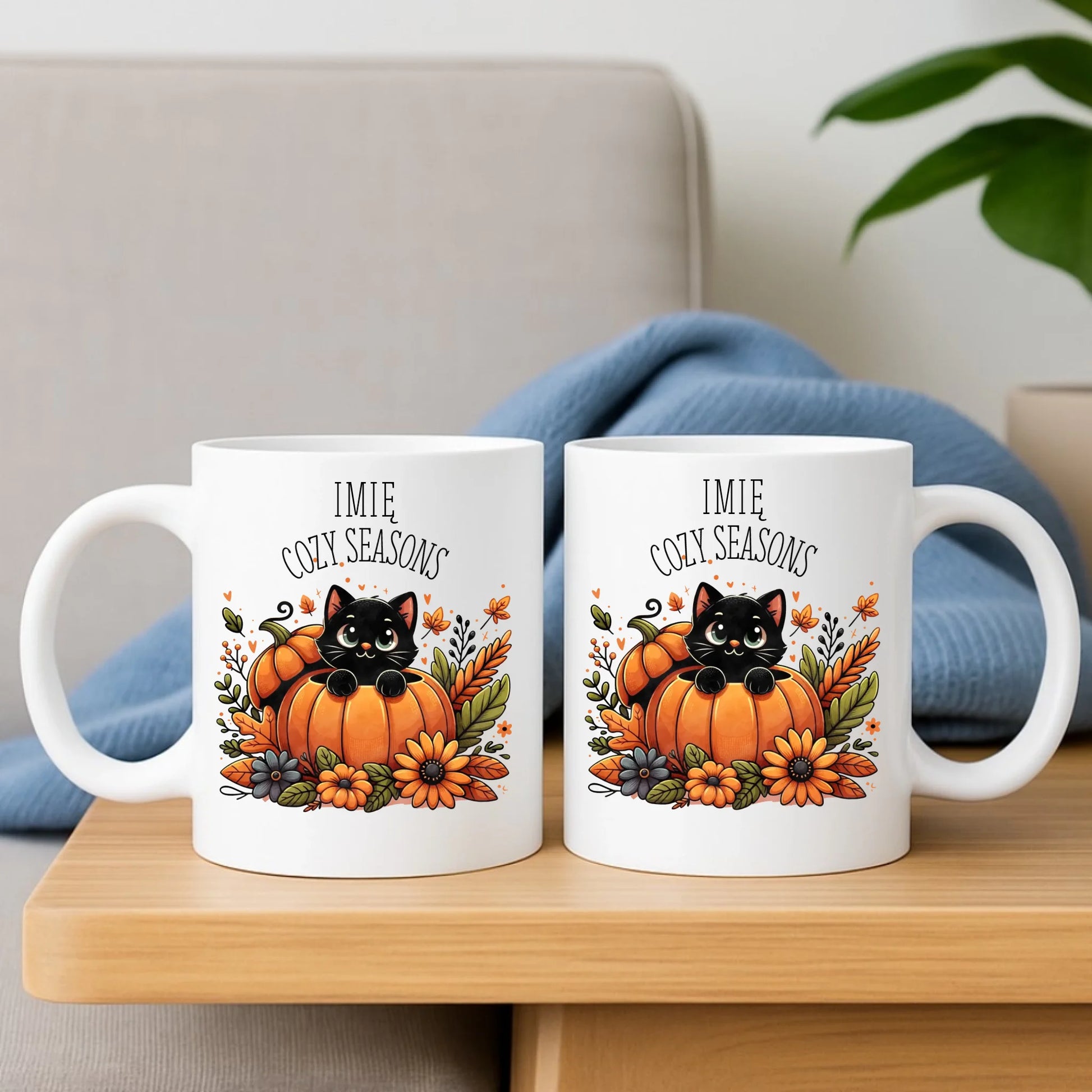 Zestaw poduszka i kubek jesieniara - Cozy Seasons - personalizowany JS01 - StoryCups.pl