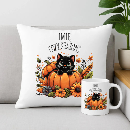 Zestaw poduszka i kubek jesieniara - Cozy Seasons - personalizowany JS01 - StoryCups.pl