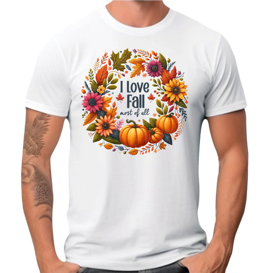 Koszulka męska jesienna - Kocham jesień - dynia z liśćmi JS03 - StoryCups.pl