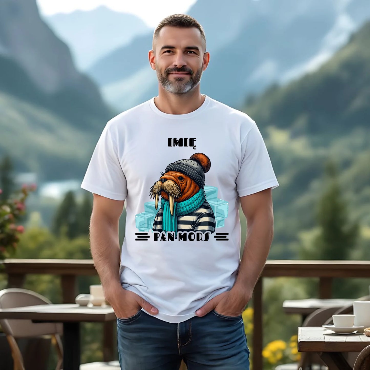 Koszulka męska - prezent dla morsa - Pan Mors - personalizowana HM15 - StoryCups.pl