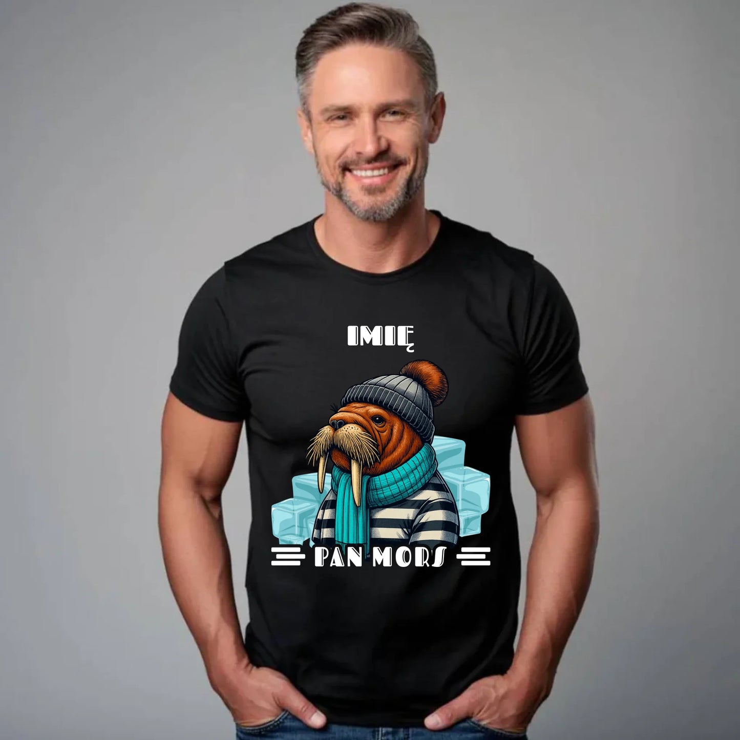 Koszulka męska - prezent dla morsa - Pan Mors - personalizowana HM15 - StoryCups.pl