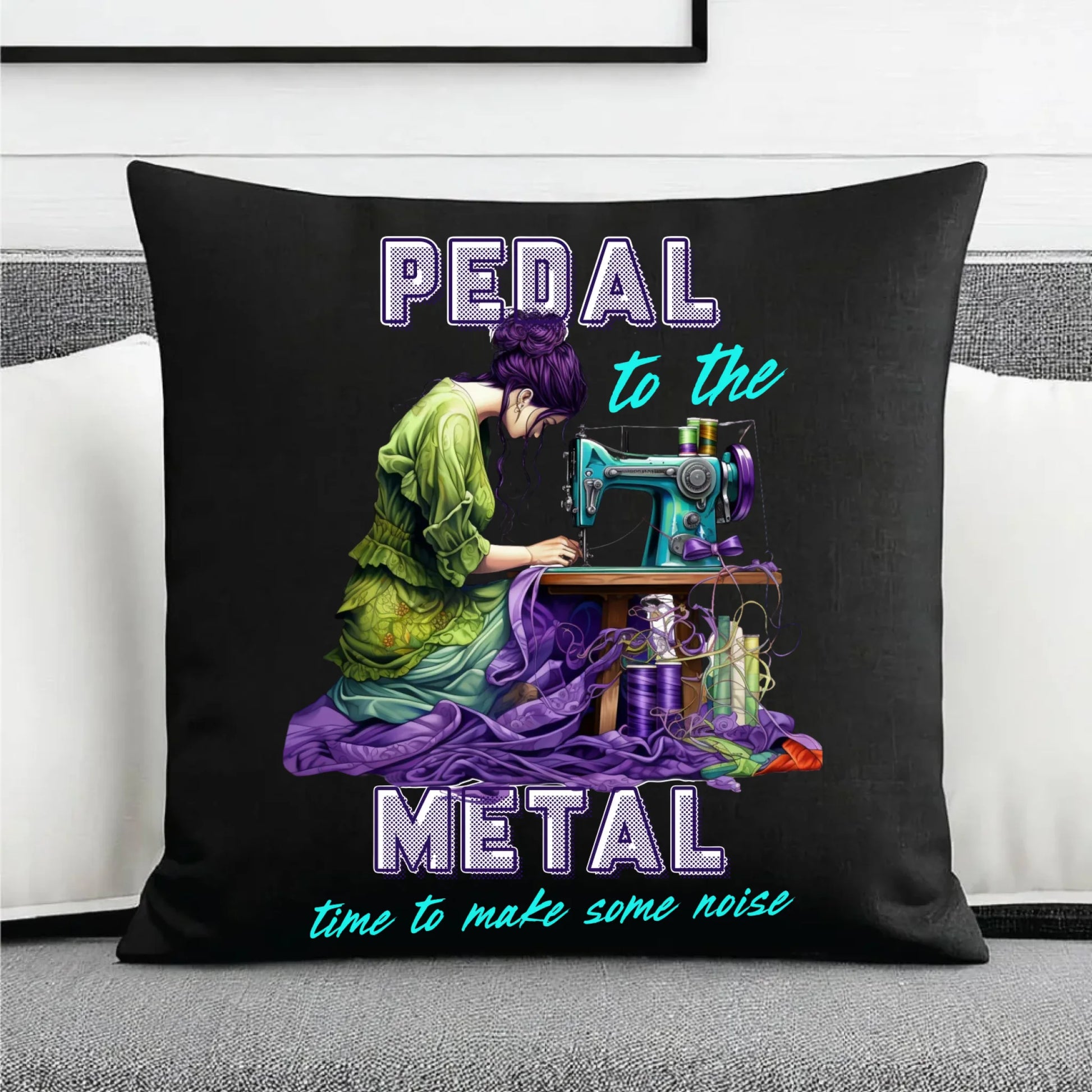 Poduszka dekoracyjna szyciowa - prezent dla krawcowej - PEDAL METAL HS01 - StoryCups.pl