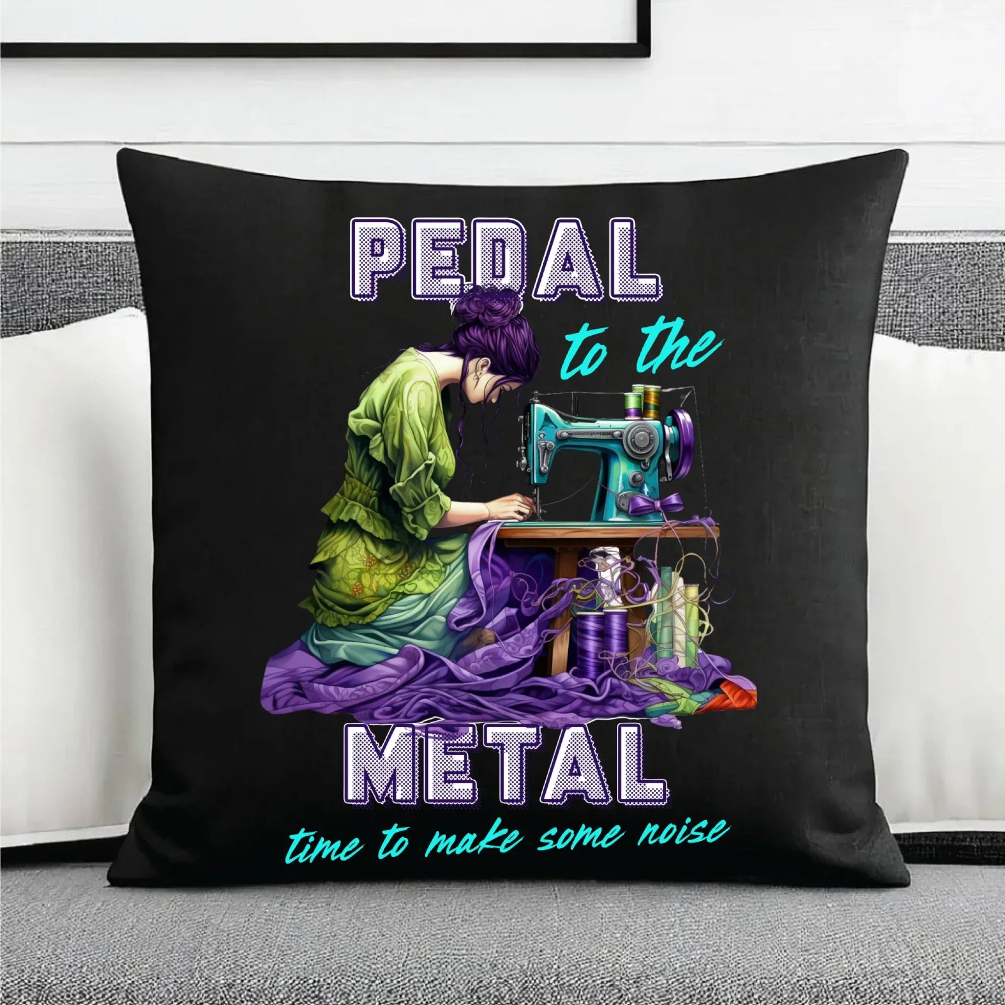Poduszka dekoracyjna szyciowa - prezent dla krawcowej - PEDAL METAL HS01 - StoryCups.pl