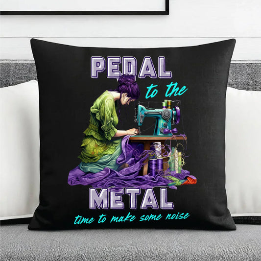 Poduszka dekoracyjna szyciowa - prezent dla krawcowej - PEDAL METAL HS01 - StoryCups.pl