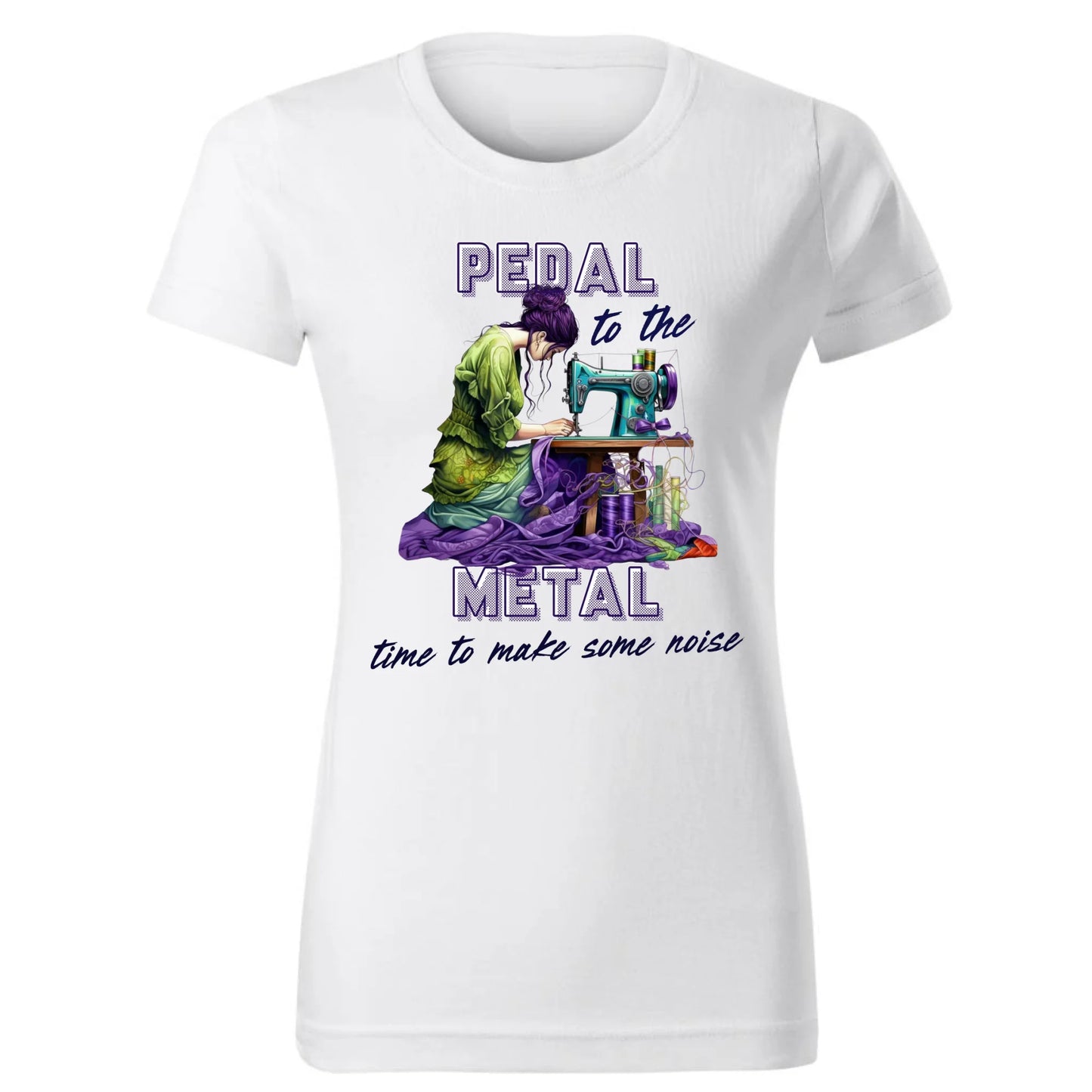 Koszulka damska szyciowa - prezent dla krawcowej - PEDAL METAL HS01 - StoryCups.pl