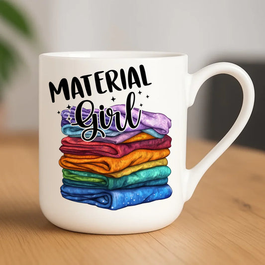 Kubek elegant szyciowy - prezent dla krawcowej - Material Girl HS02 - StoryCups.pl