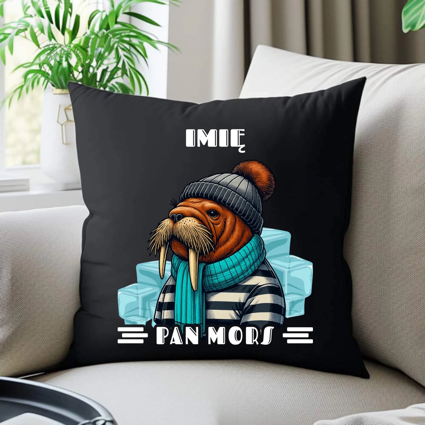 Poduszka dekoracyjna - prezent dla morsa - Pan Mors - personalizowana HM15 - StoryCups.pl