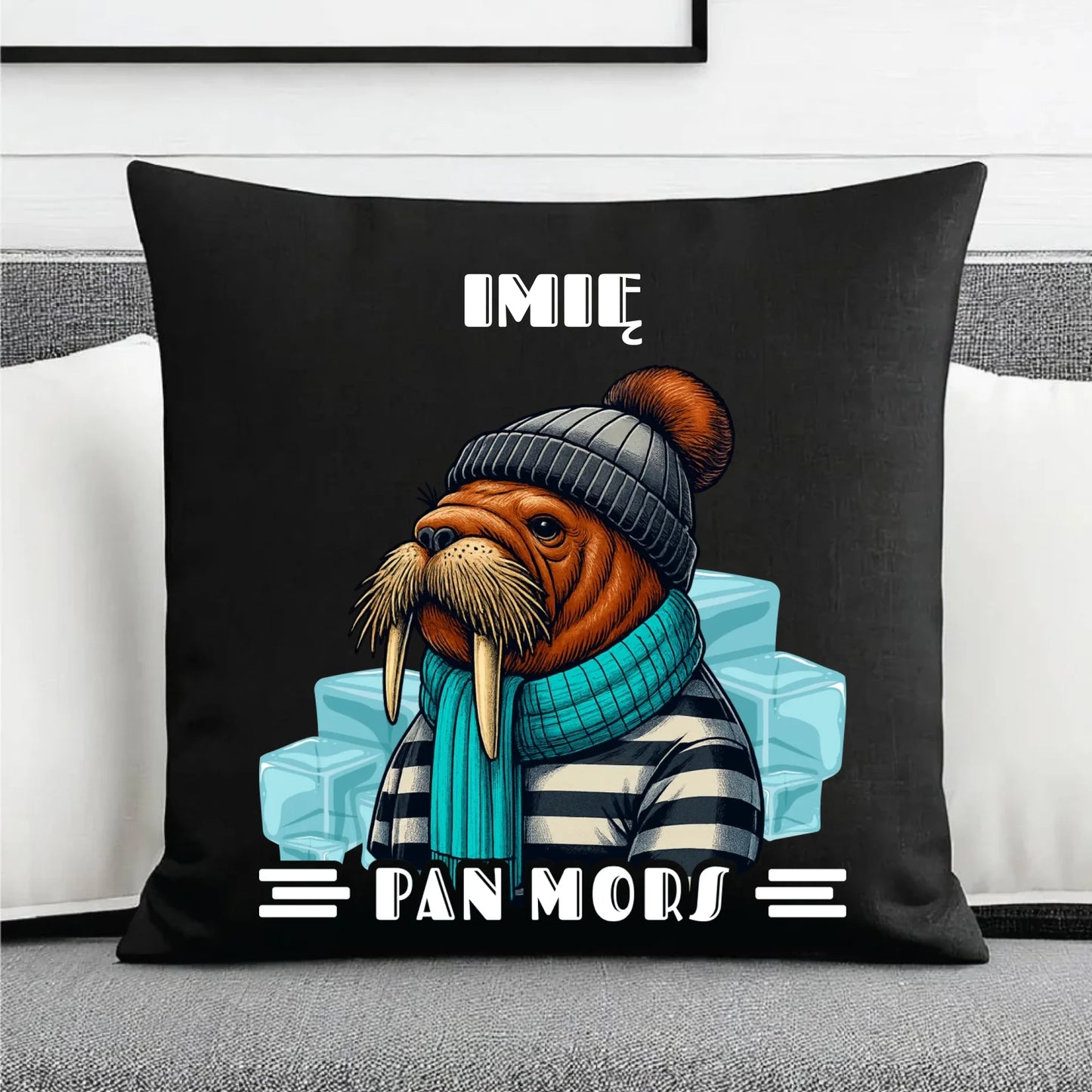 Poduszka dekoracyjna - prezent dla morsa - Pan Mors - personalizowana HM15 - StoryCups.pl