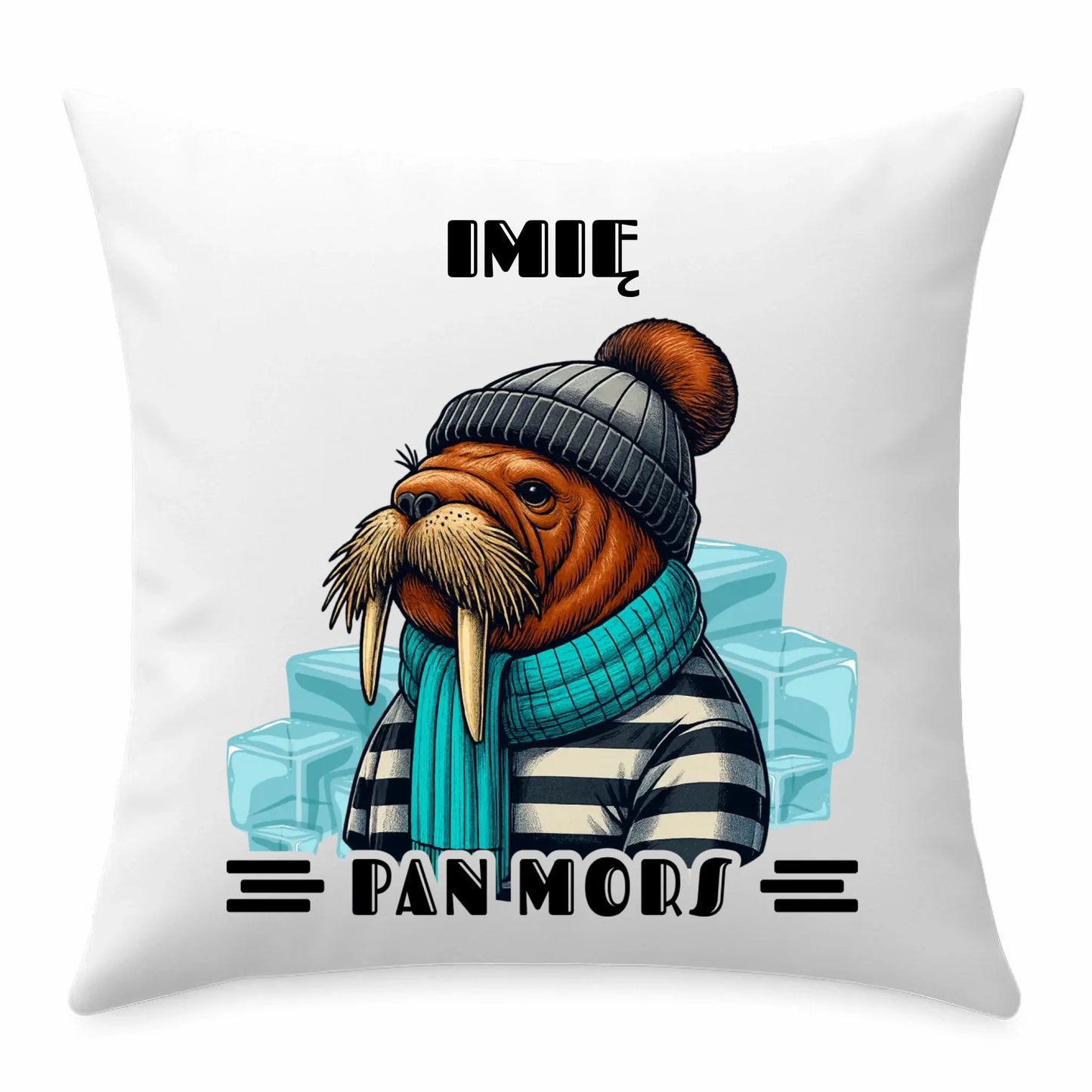 Poduszka - prezent dla morsa - Pan Mors - personalizowana HM15 - StoryCups.pl