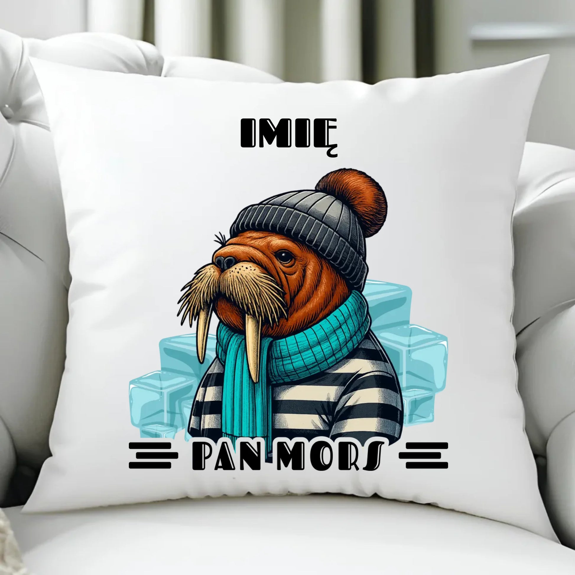 Poduszka - prezent dla morsa - Pan Mors - personalizowana HM15 - StoryCups.pl