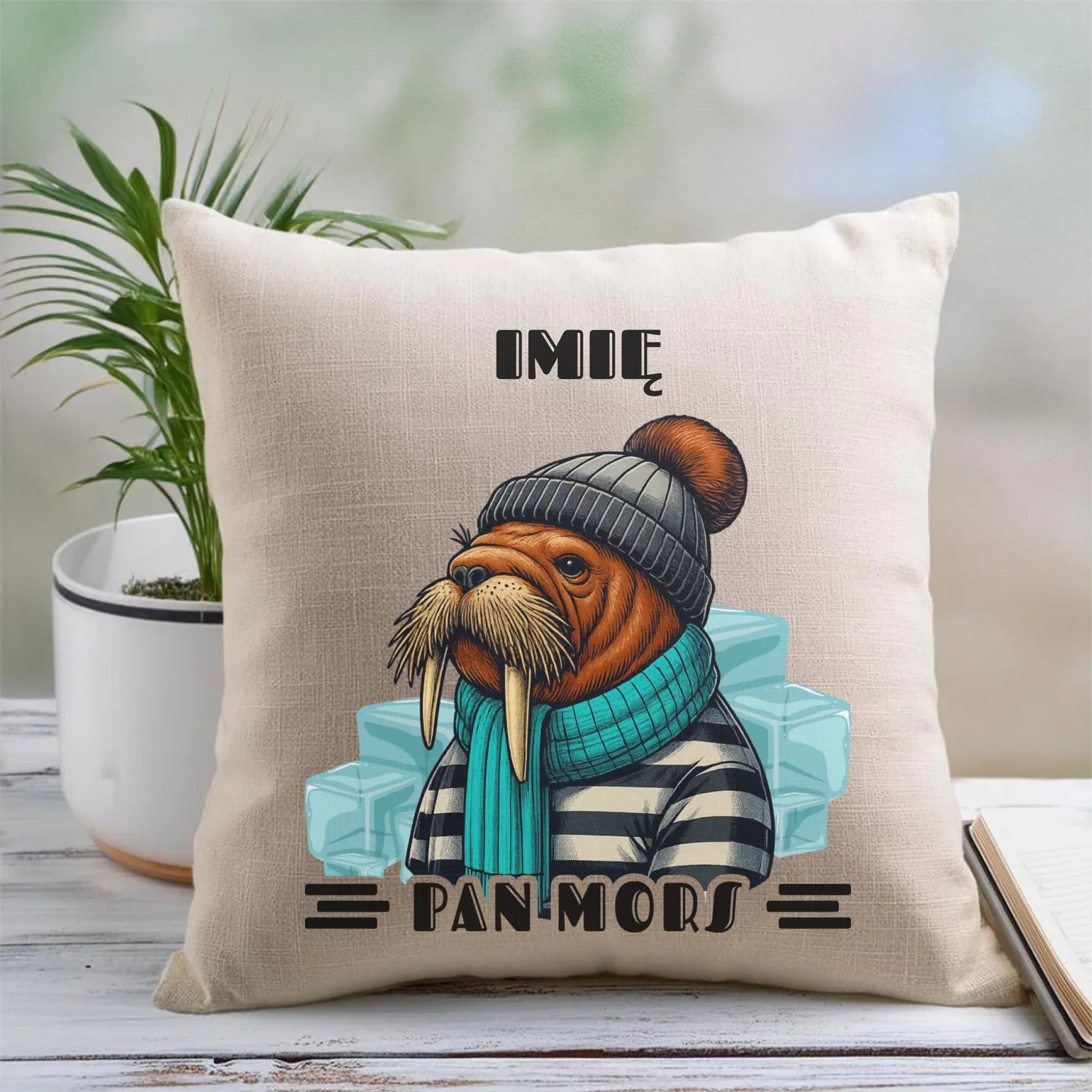 Poduszka - prezent dla morsa - Pan Mors - personalizowana HM15 - StoryCups.pl