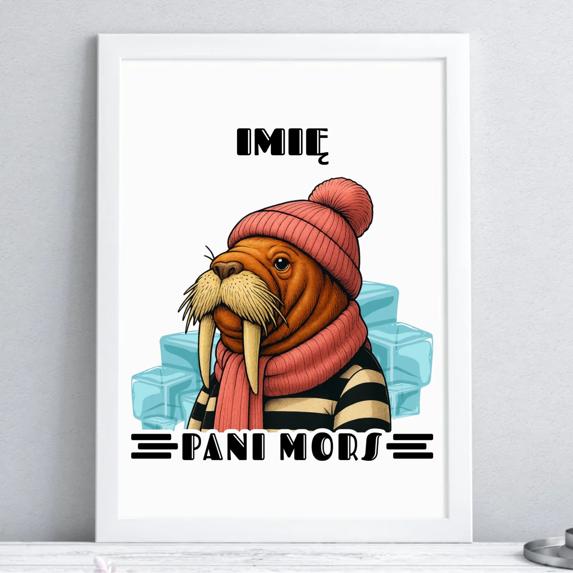 Plakat w ramie - prezent dla morsa - Pani Mors - personalizowany HM16 - StoryCups.pl