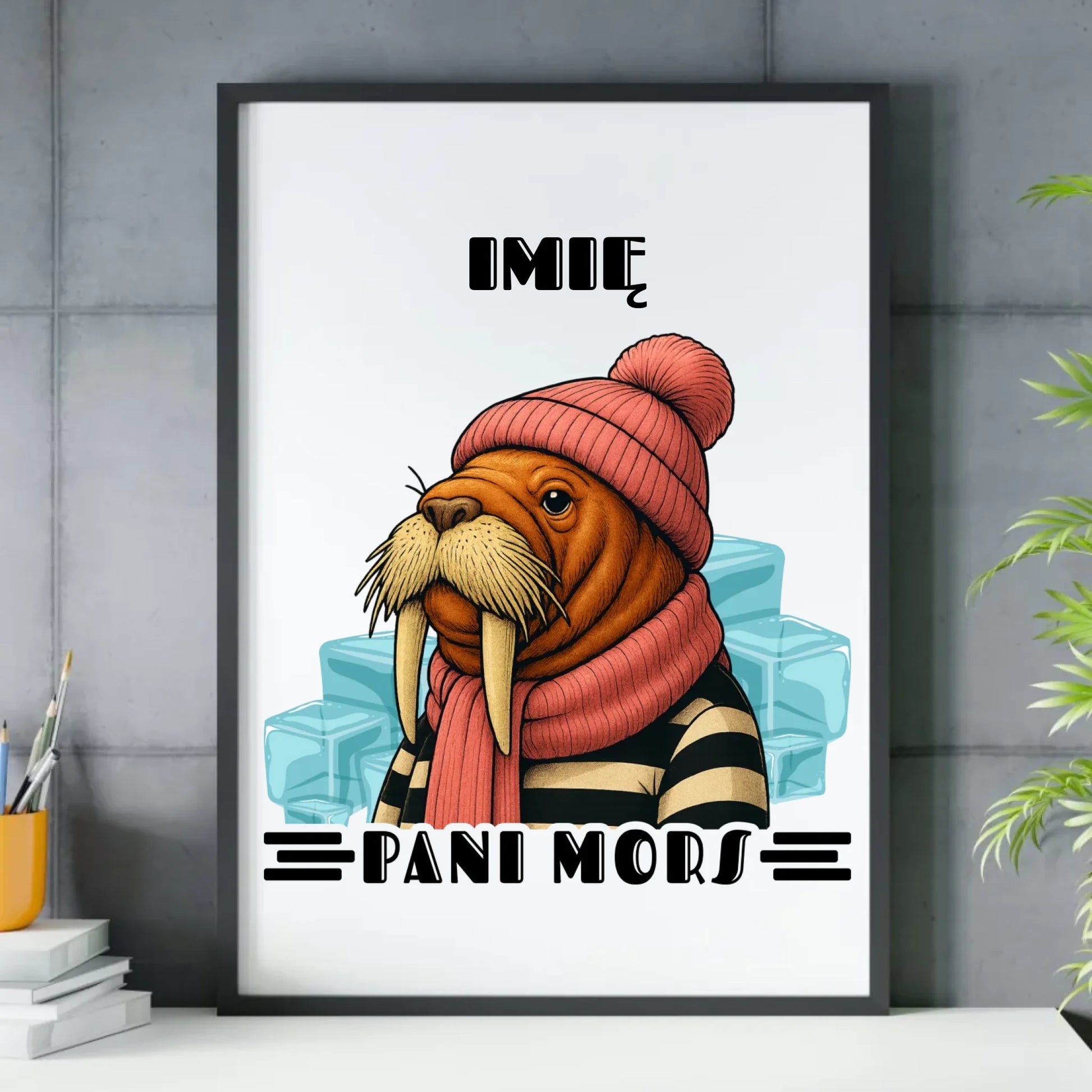 Plakat w ramie - prezent dla morsa - Pani Mors - personalizowany HM16 - StoryCups.pl