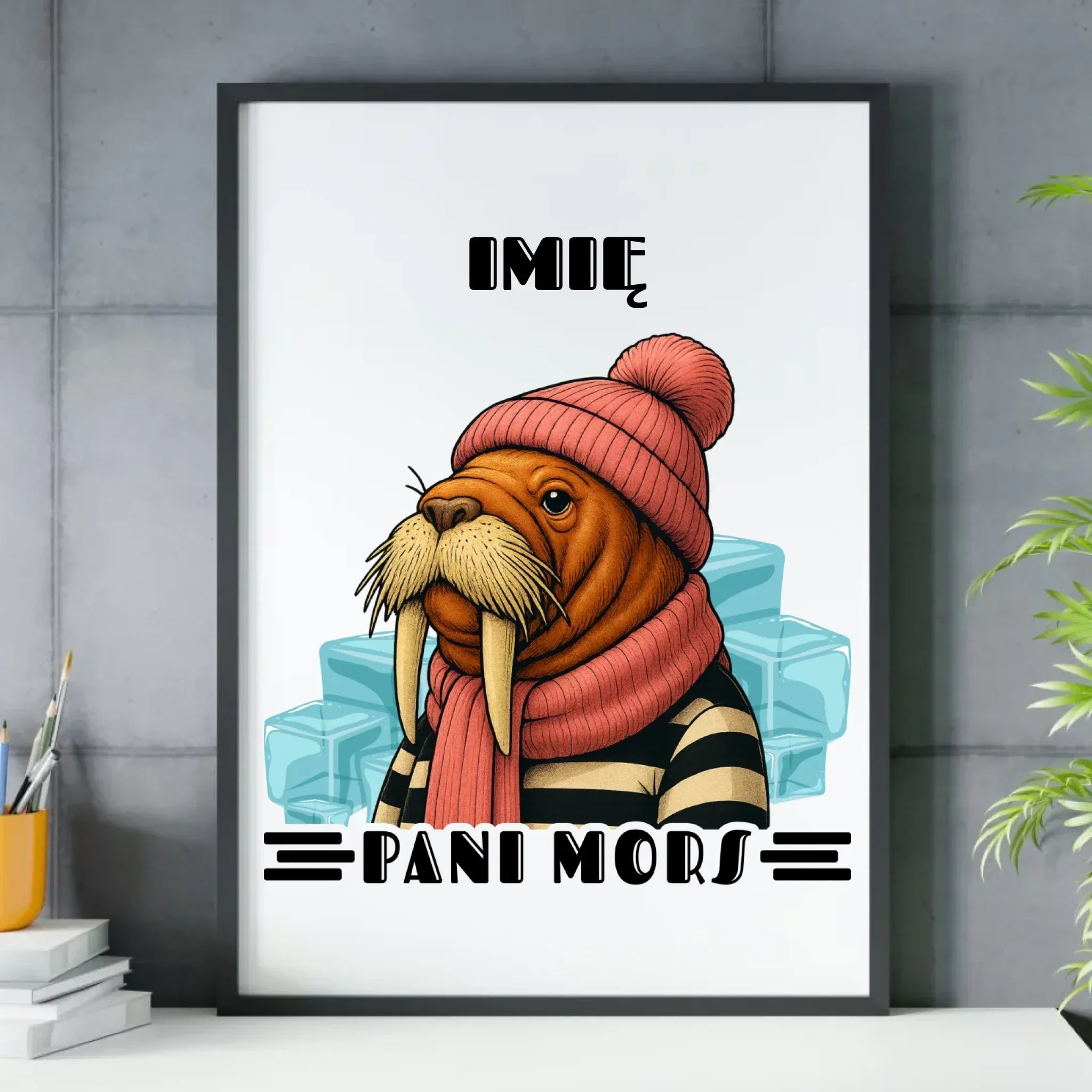Plakat w ramie - prezent dla morsa - Pani Mors - personalizowany HM16 - StoryCups.pl