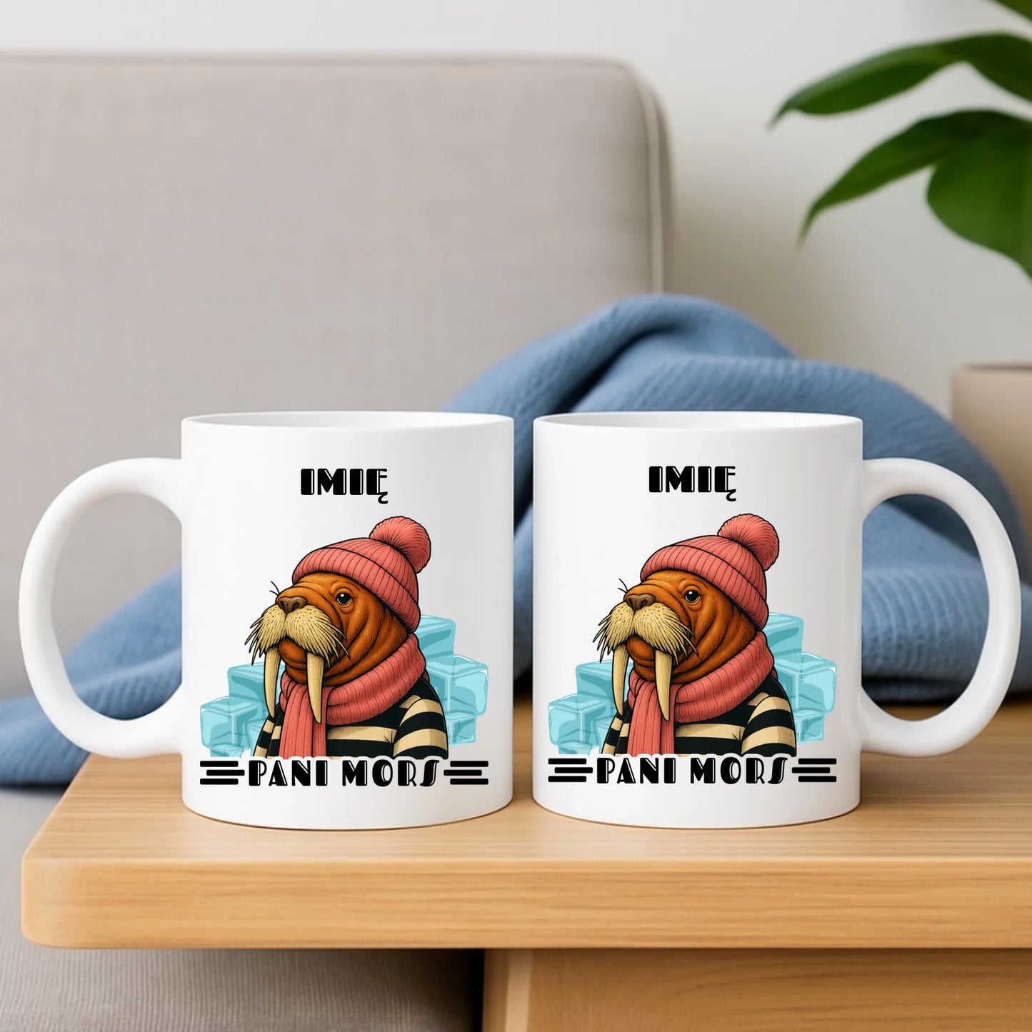 Zestaw poduszka i kubek - prezent dla morsa - Pani Mors - personalizowany HM16 - StoryCups.pl