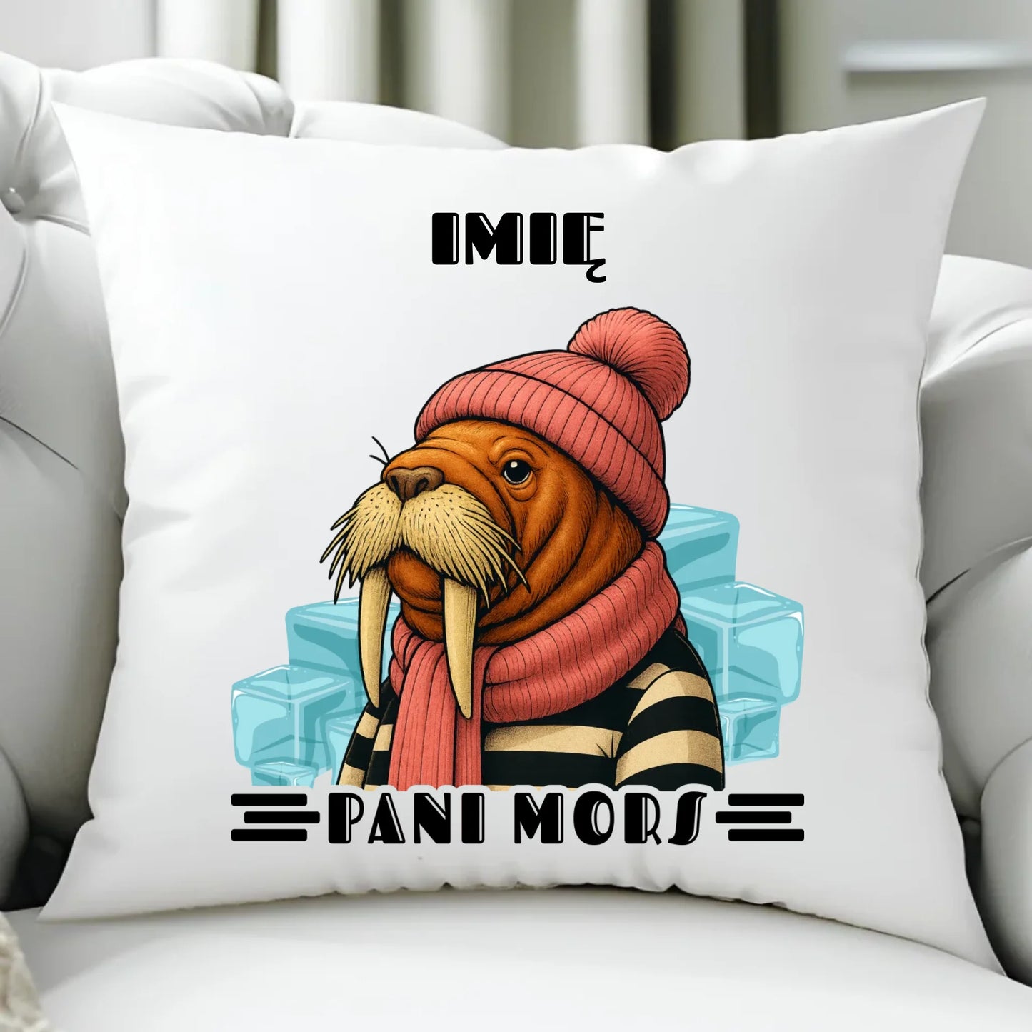 Poduszka - prezent dla morsa - Pani Mors - personalizowana HM16 - StoryCups.pl