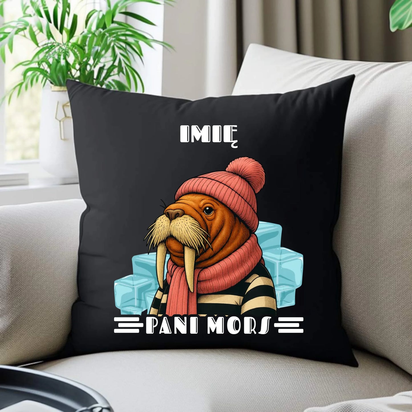 Poduszka dekoracyjna - prezent dla morsa - Pani Mors - personalizowana HM16 - StoryCups.pl