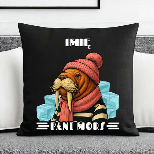 Poduszka dekoracyjna - prezent dla morsa - Pani Mors - personalizowana HM16 - StoryCups.pl