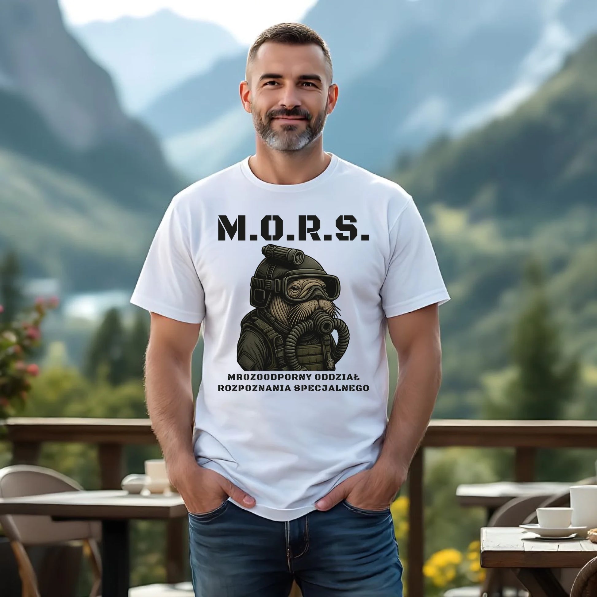Koszulka męska - prezent dla morsa - M.O.R.S. Mrozoodporny Oddział Rozpoznania Specjalnego HM20 - StoryCups.pl
