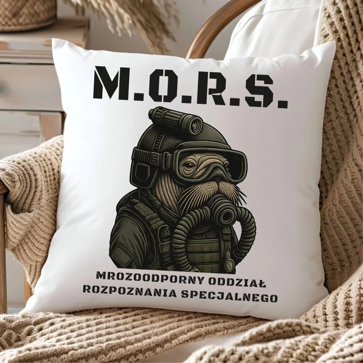 Poduszka - prezent dla morsa - M.O.R.S. Mrozoodporny Oddział Rozpoznania Specjalnego HM20 - StoryCups.pl