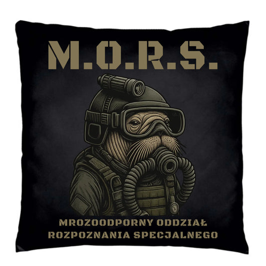 Poduszka dekoracyjna - prezent dla morsa - M.O.R.S. Mrozoodporny Oddział Rozpoznania Specjalnego HM20 - StoryCups.pl