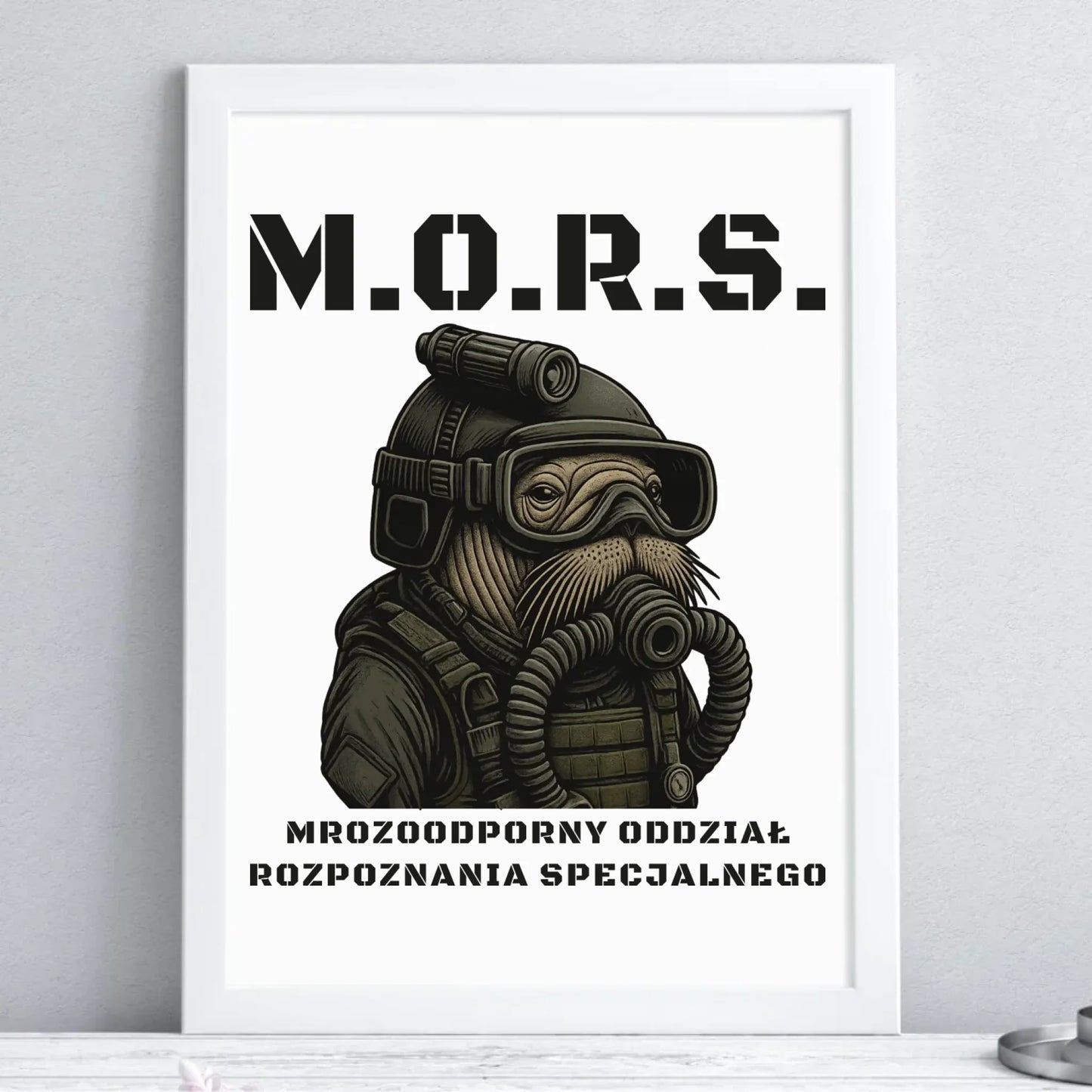 Plakat w ramie - prezent dla morsa - M.O.R.S. Mrozoodporny Oddział Rozpoznania Specjalnego HM20 - StoryCups.pl